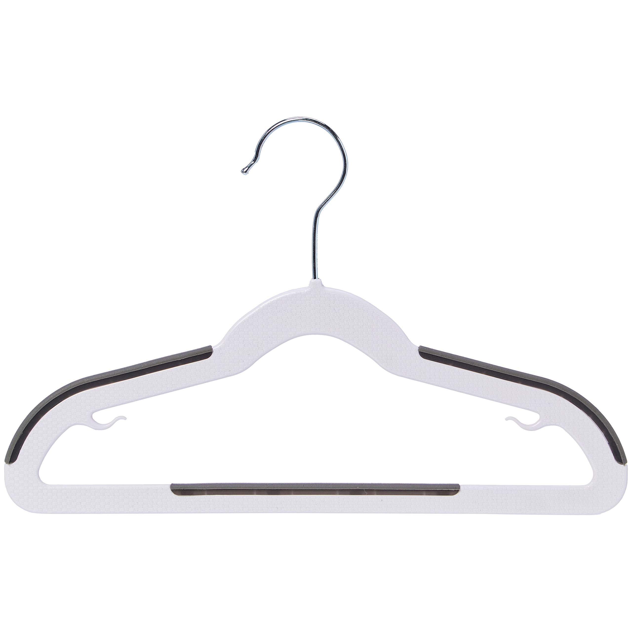 Amazon Basics Plastic Kids Clothes Hangers With Non-Slip Pad, 30-Pack, White And Black, 12.8'' W X 8'' H X 0.3'' D