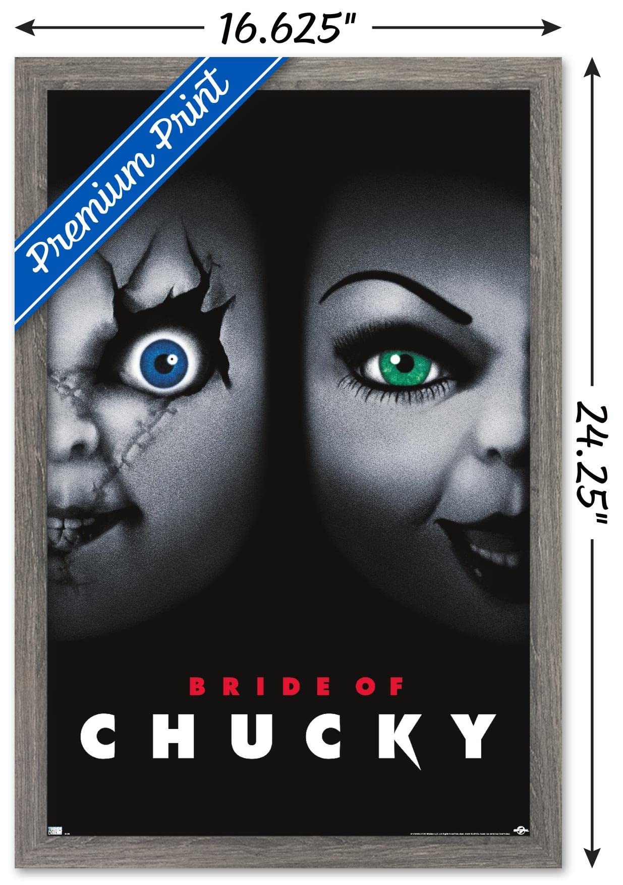 Trends International Child'S Play: Bride Of Chucky - One Sheet Wall Poster, 14.725'' X 22.375'', Barnwood Framed Version