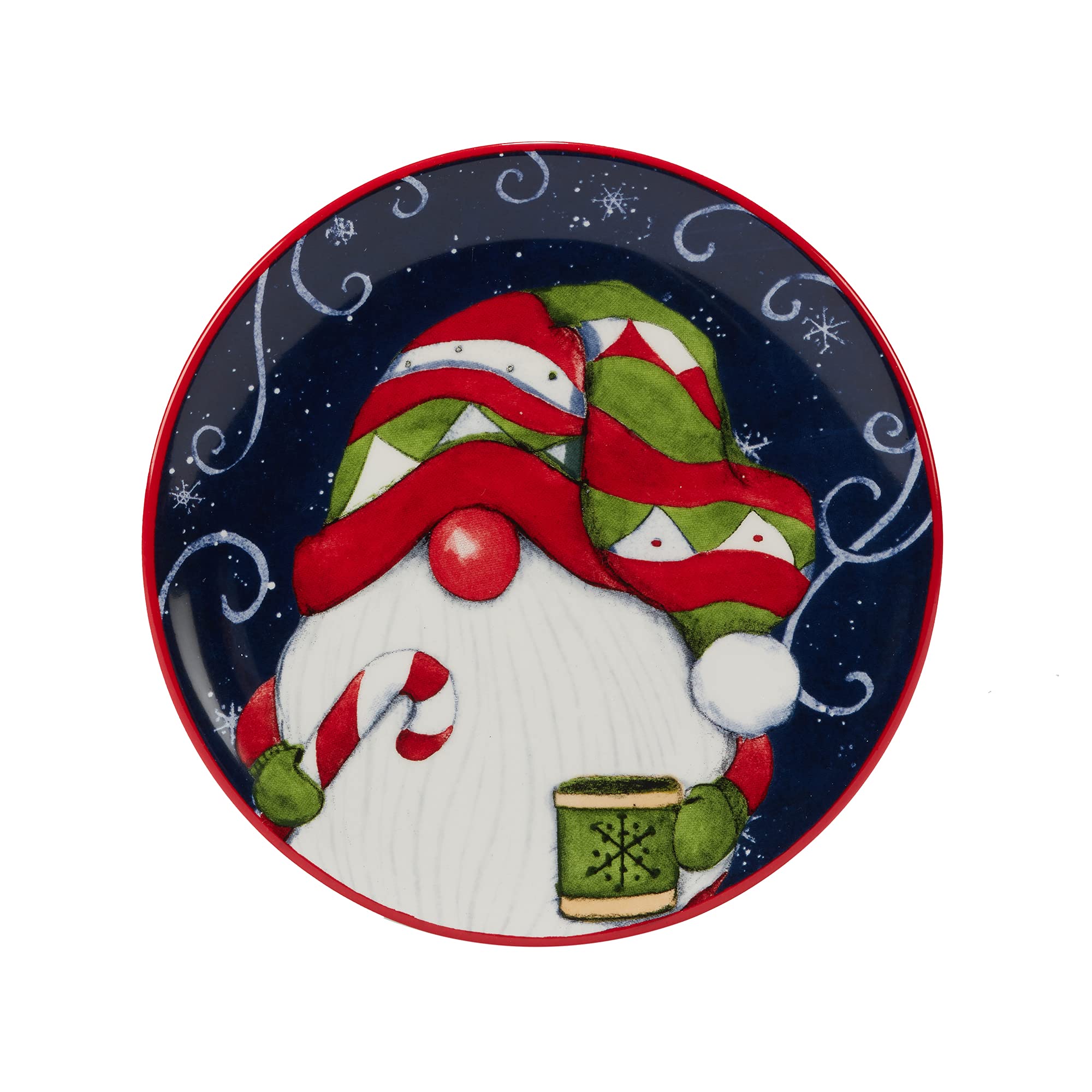 Certified International Holiday Magic Gnomes 6'' Canape/Luncheon/Snack Plates, Multicolor, Small, Set Of 4
