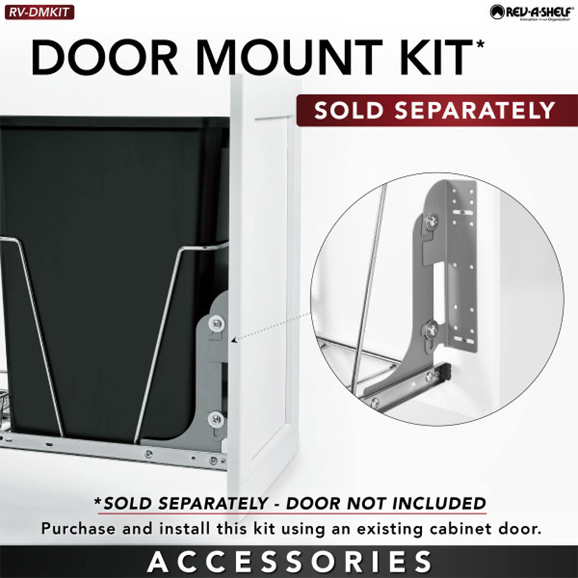Rev-A-Shelf Single Pull Out Under Sink 50 Qt Trash Can For Base Kitchen/Bathroom Cabinets W/Lid, Slides, And Simple Installation