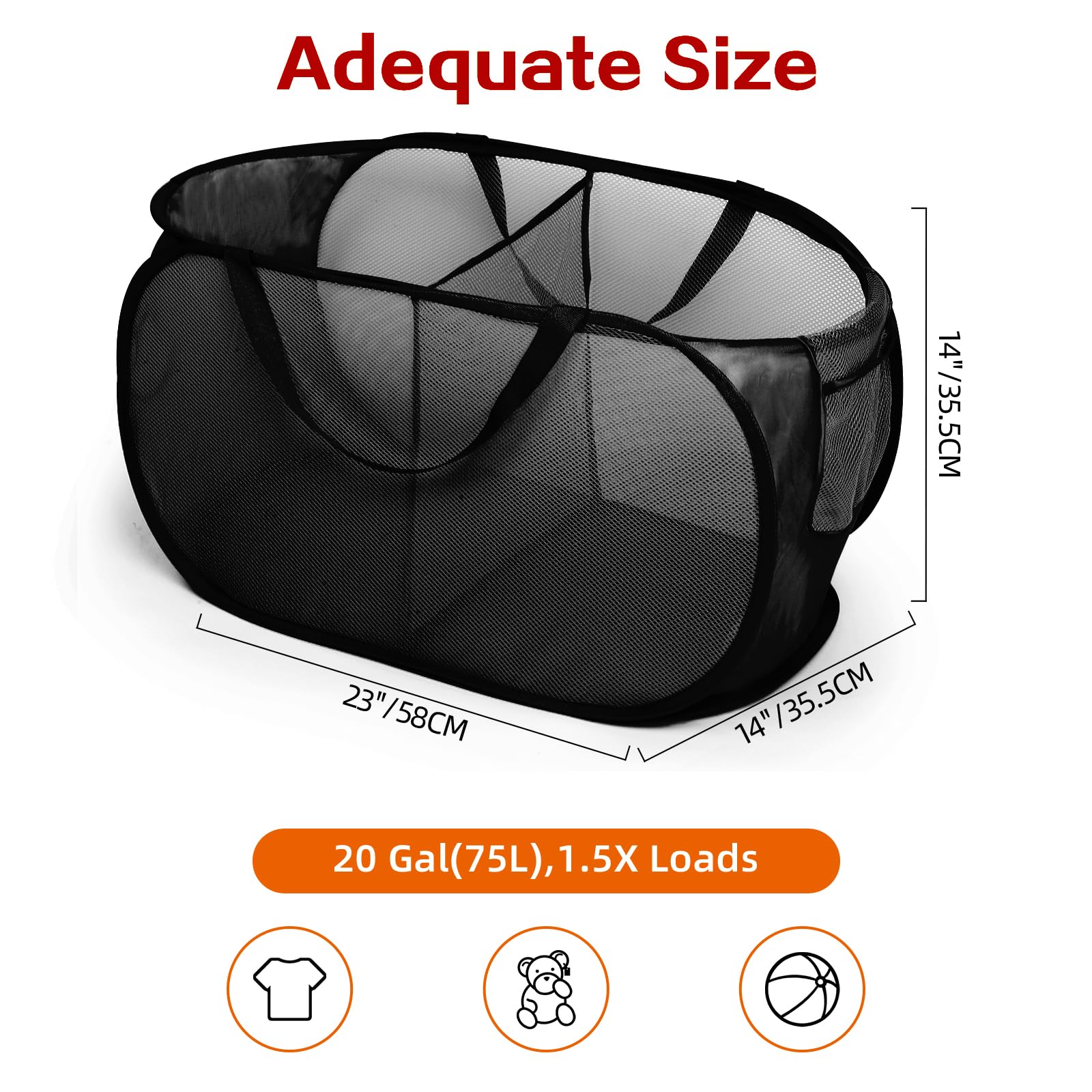 Foldable Laundry Baskets, Collapsible Mesh Laundry Hamper, Durable Pop Up Laundry Basket, 2 Compartments Clothes Hampers For Lau