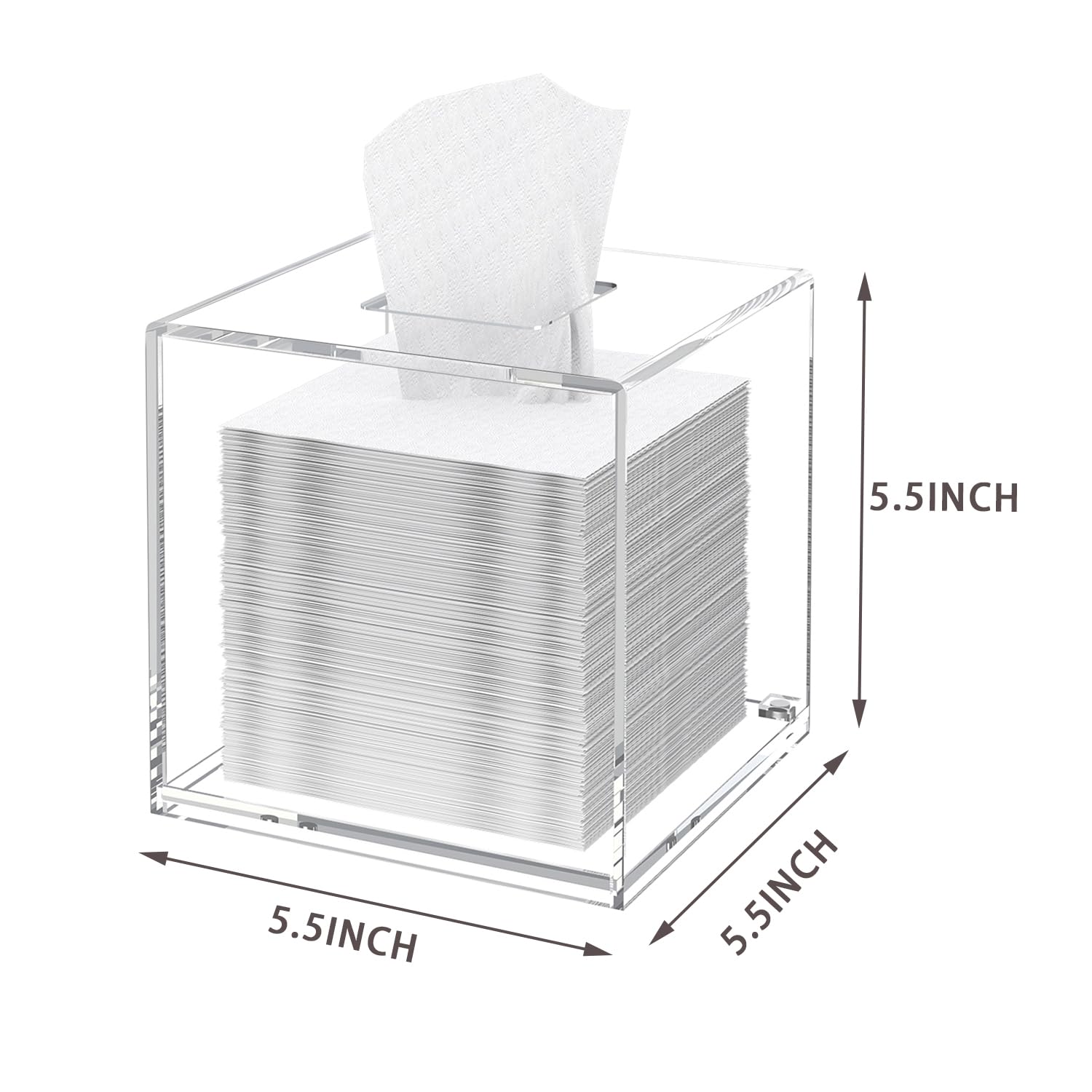 Pitbvo Acrylic Tissue Box Cover, Clear Square Tissue Box Holder, Facial Napkin Dispenser For Bathroom Kitchen Bedroom Office