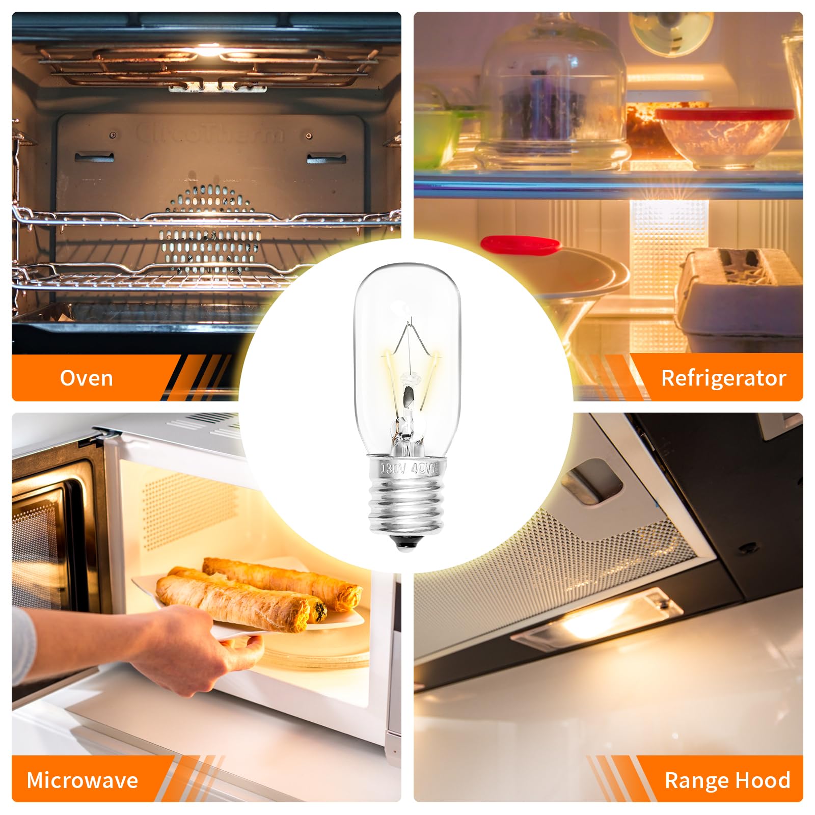 Belleone 2Pcs Microwave Bulb Wb36X10003-125V 40W Oven Light Bulb Compatible With Ge Lg Frigidaire Kenmore, Universal Type Stove