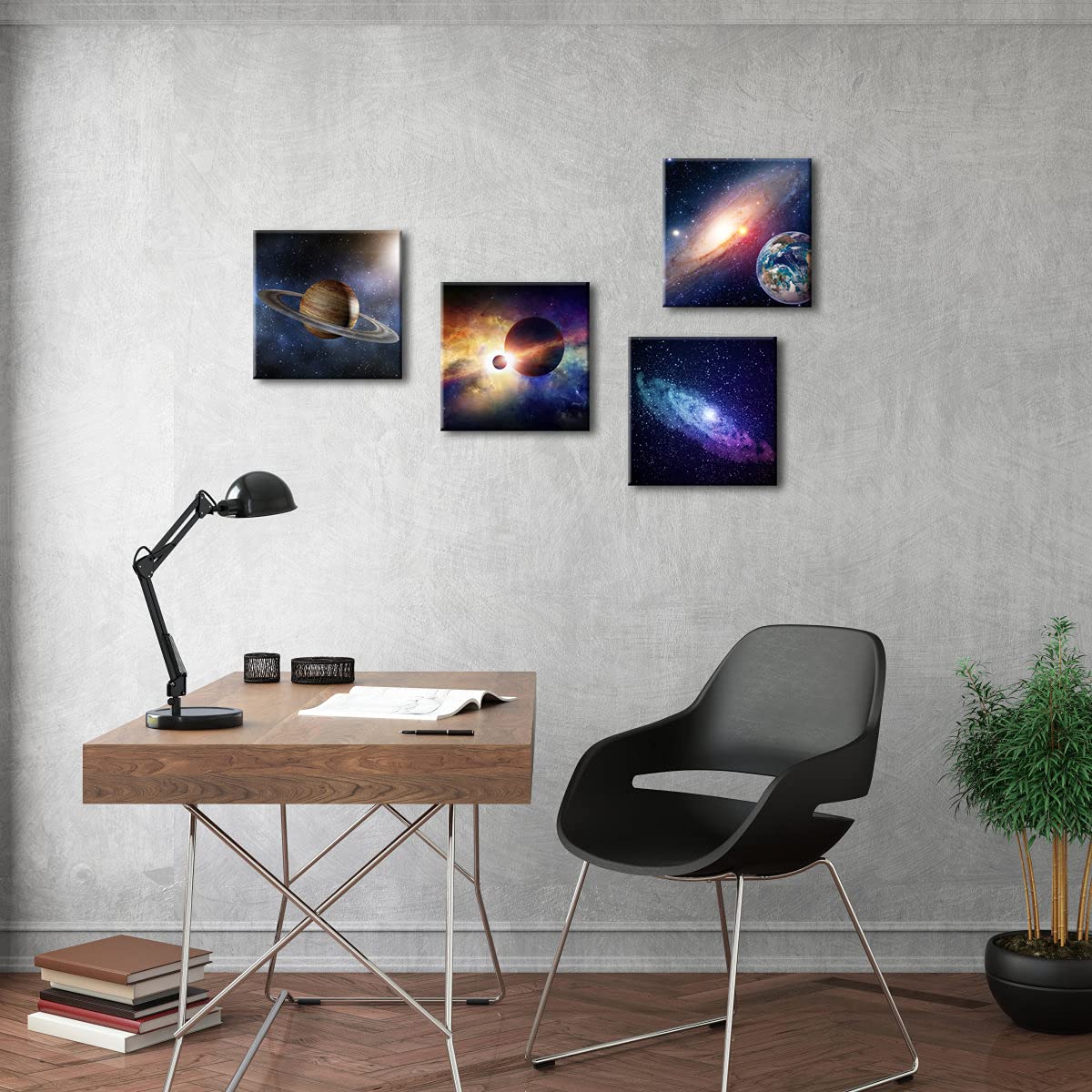 Wieco Art Giclee Canvas Prints Wall Art Space Pictures For Bedroom Home Decorations Universal Magic Power Modern 4 Panels Contem