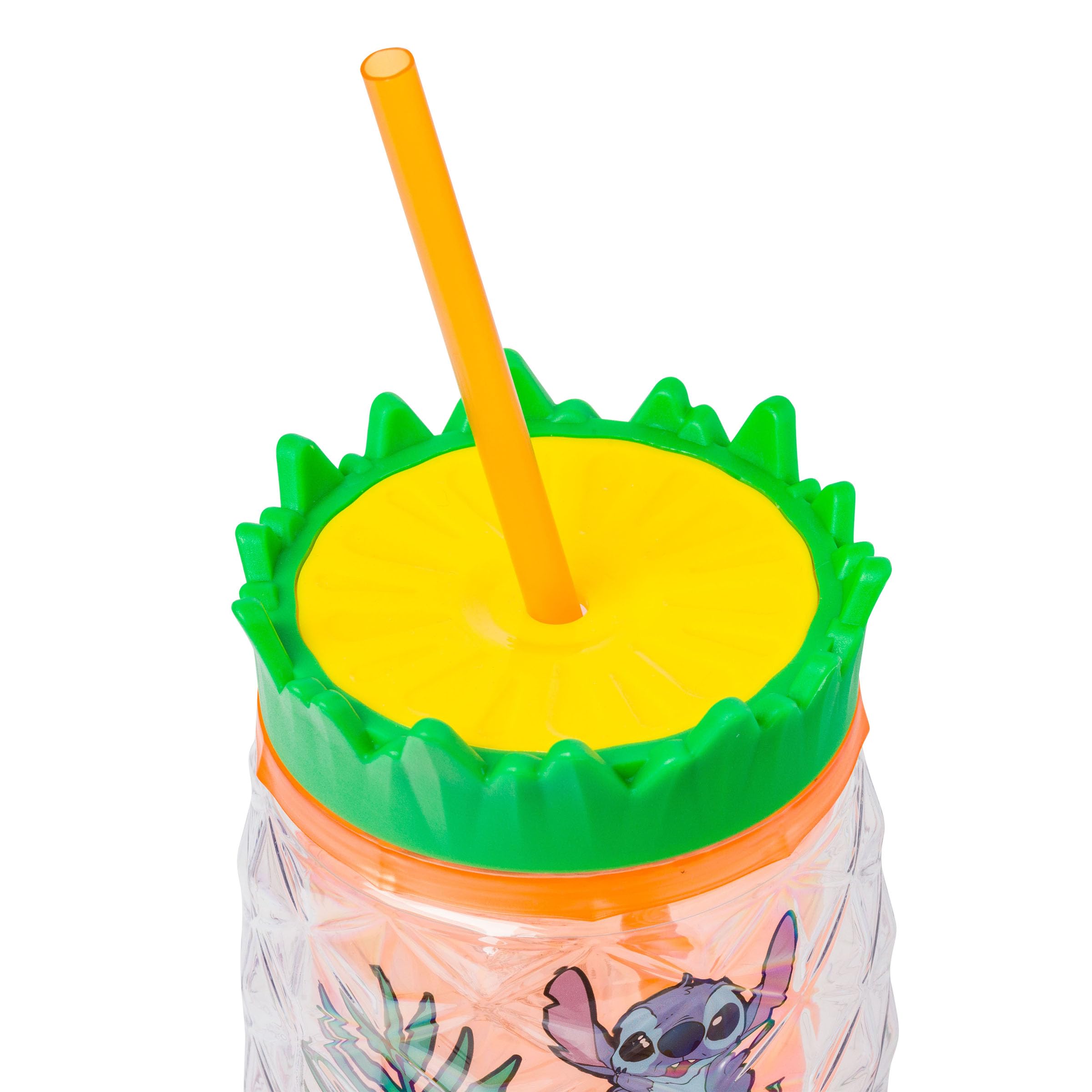 Silver Buffalo Disney Lilo And Stitch Greetings From Hawaii Featuring Scrump Pineapple Shaped Double Wall Tumbler, 16 Ounces