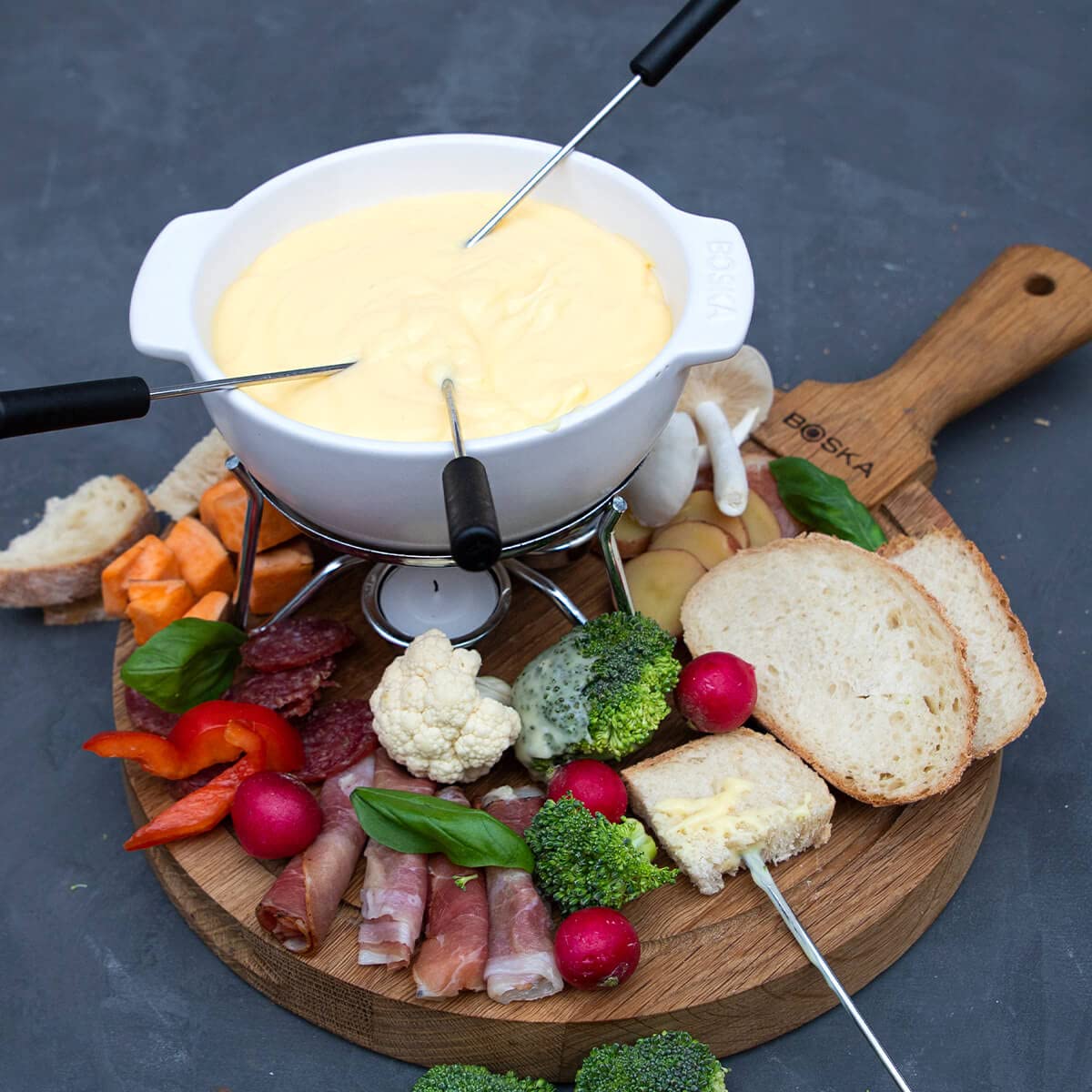 Boska Cheese Fondue Party Set - Fondue Pot Set Microwave Safe Ceramic Hot Pot Chocolate Fountain Snack - Wedding Registry Items