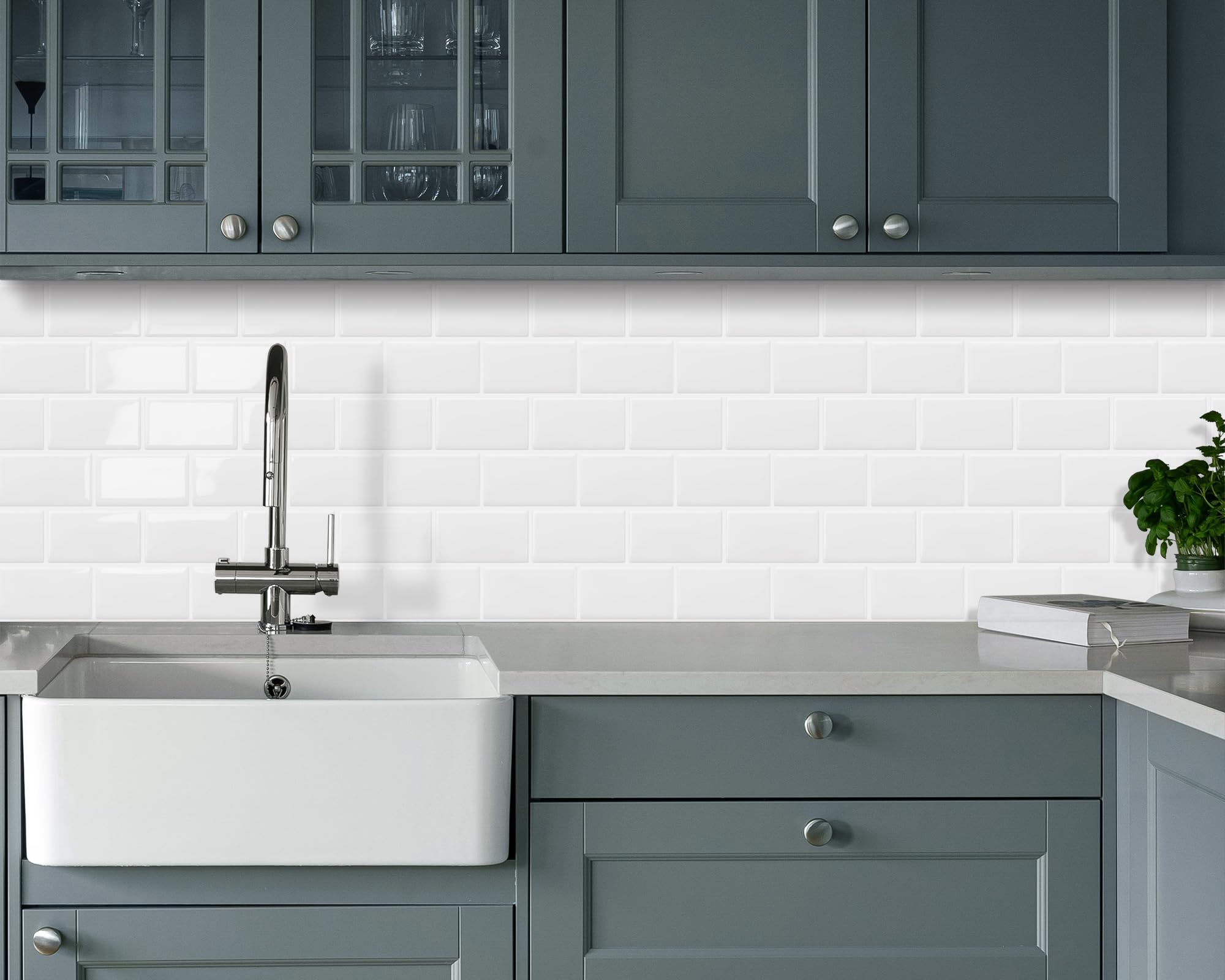 Dewoo 20-Sheet White Peel And Stick Subway Tile Backsplash Self Adhesive Brick Stickers For Kitchen Bathroom Wall (12  12)