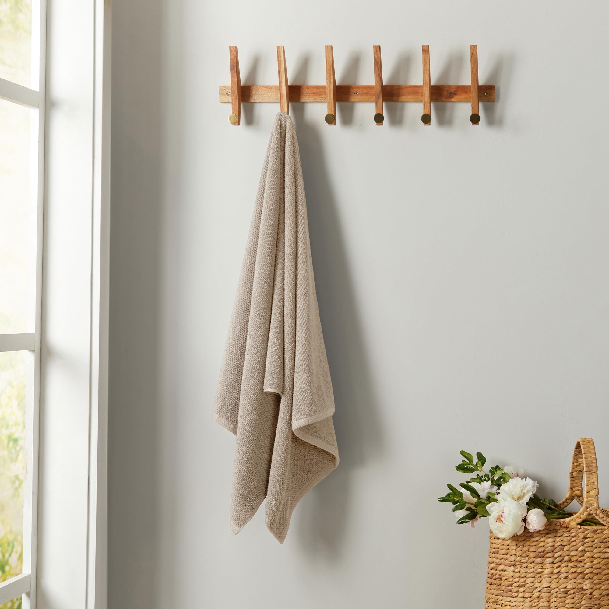 Great Bay Home Taupe Washcloth- 100% Cotton 12-Pack 13X13 Wash Cloth - Absorbent, Quick-Drying, Durable Face Towels For Bathroom