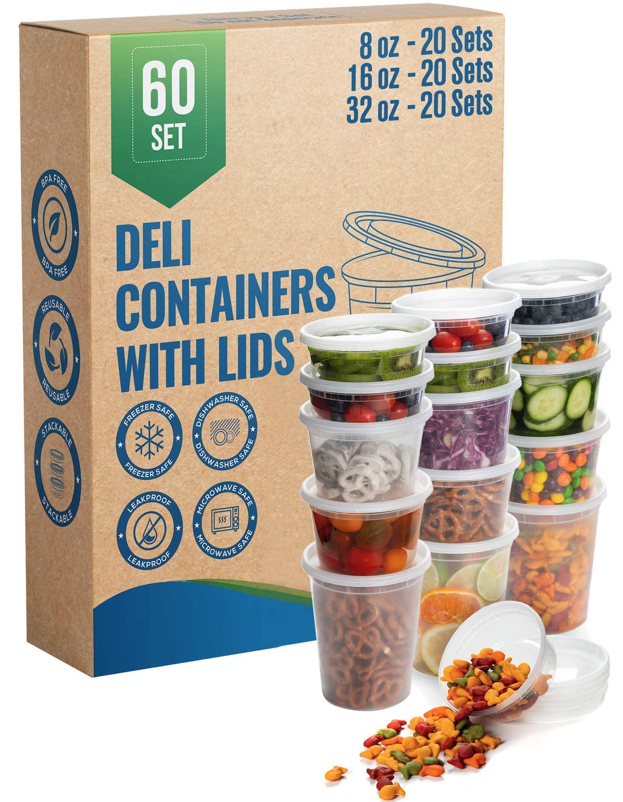 Plastic Food Storage Containers With Lids, Approx. 32 Oz Lunch Deli Slime Small Round Clear Soup Food Saver Containers [Bpa Free