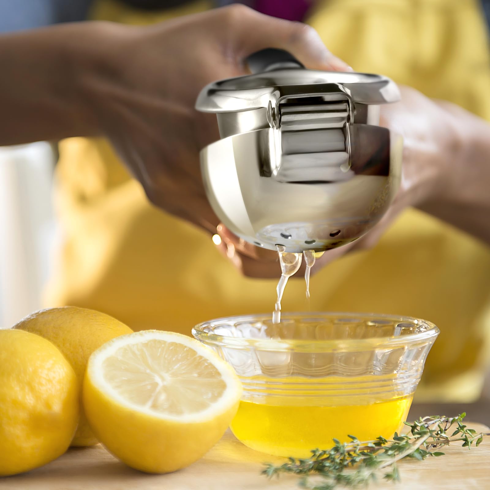 Lemon Squeezer, Sopito Stainless Steel Citrus Press Juicer Heavy Duty With Large Metal Squeezer Bowl For Seedless Juicing, Non-S