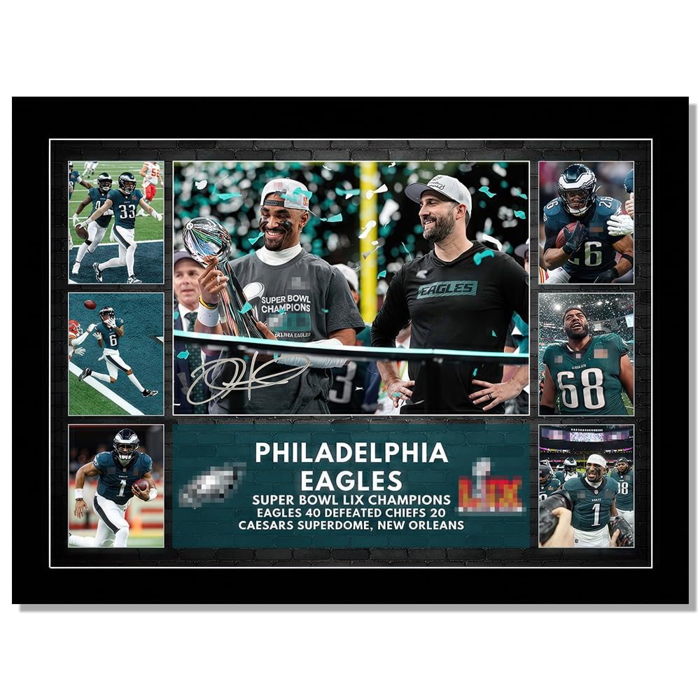 Whzkcyh 2025 Rugby Star Jalen Hurts Poster For Kids Bedroom Wall Decor-Football Superstar Signed Posters Canvas Art Print Pictur