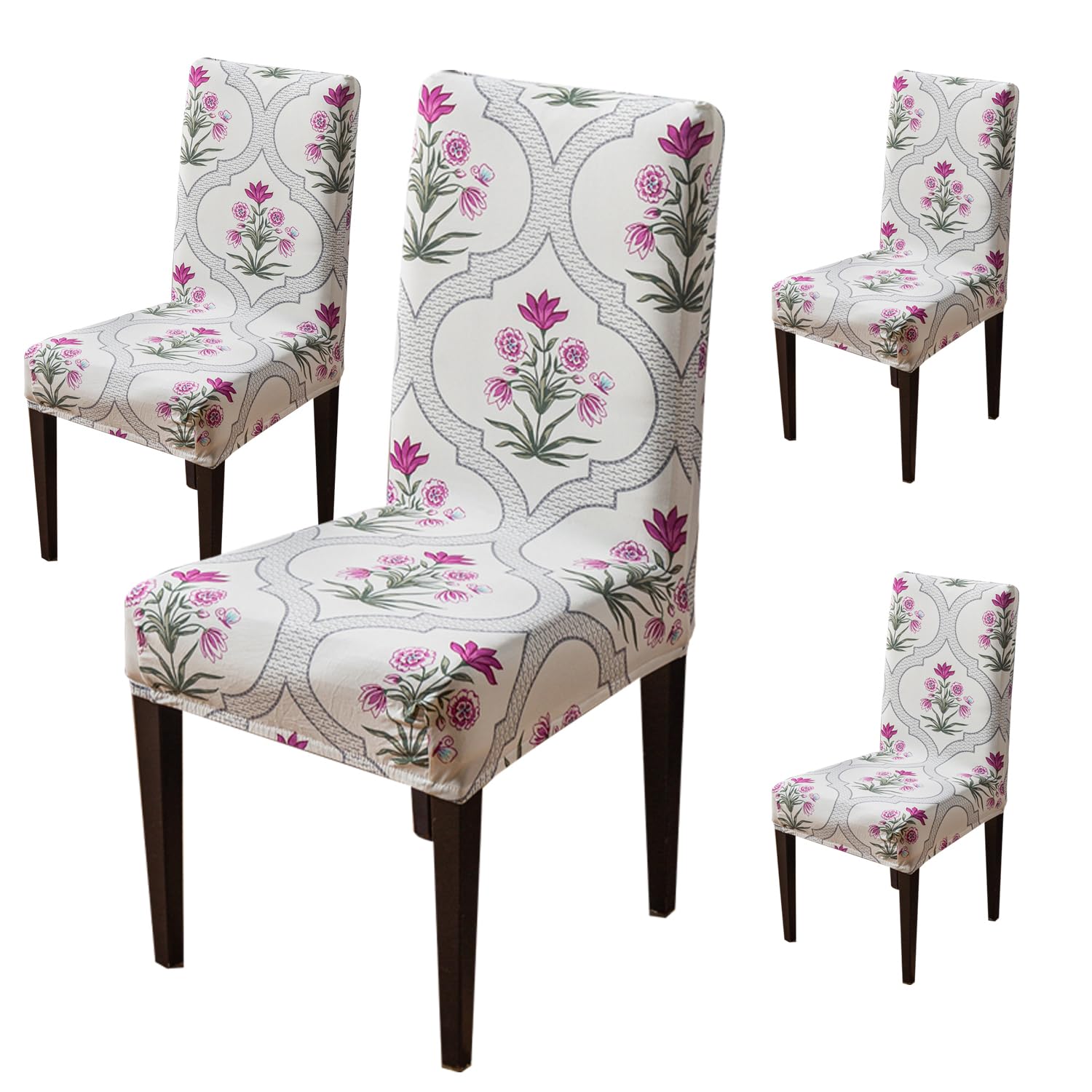 House Of Quirk Elastic Chair Cover Stretch Removable Washable Short Dining Chair Cover Protector Seat Slipcover (Pack Of 4, Mugh
