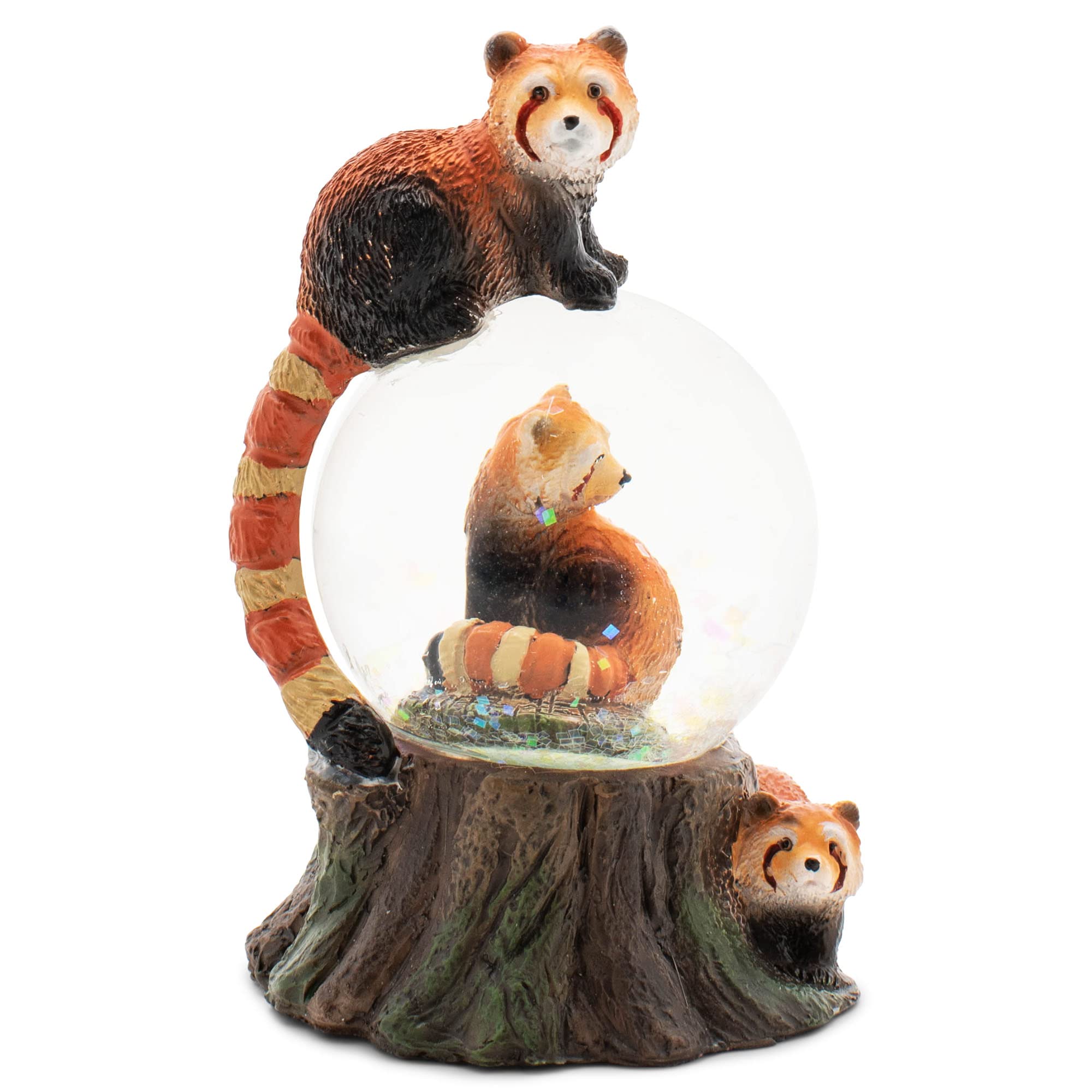 Elanze Designs Red Panda Miniature 45MM Sturdy Polyresin Magical Whimsical Tabletop Dresser Nightstand Glitter Water Snow Globe 