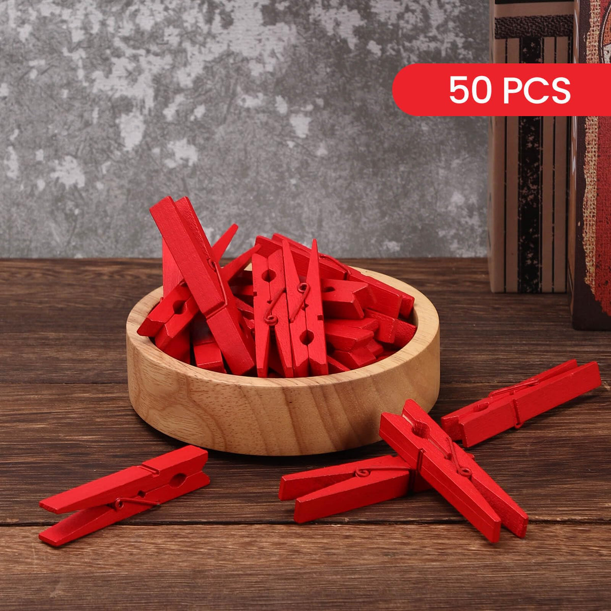 50Pcs Colored Wooden Clothespins, 2.9Inch Red Clothes Pins For Clip Pi ...