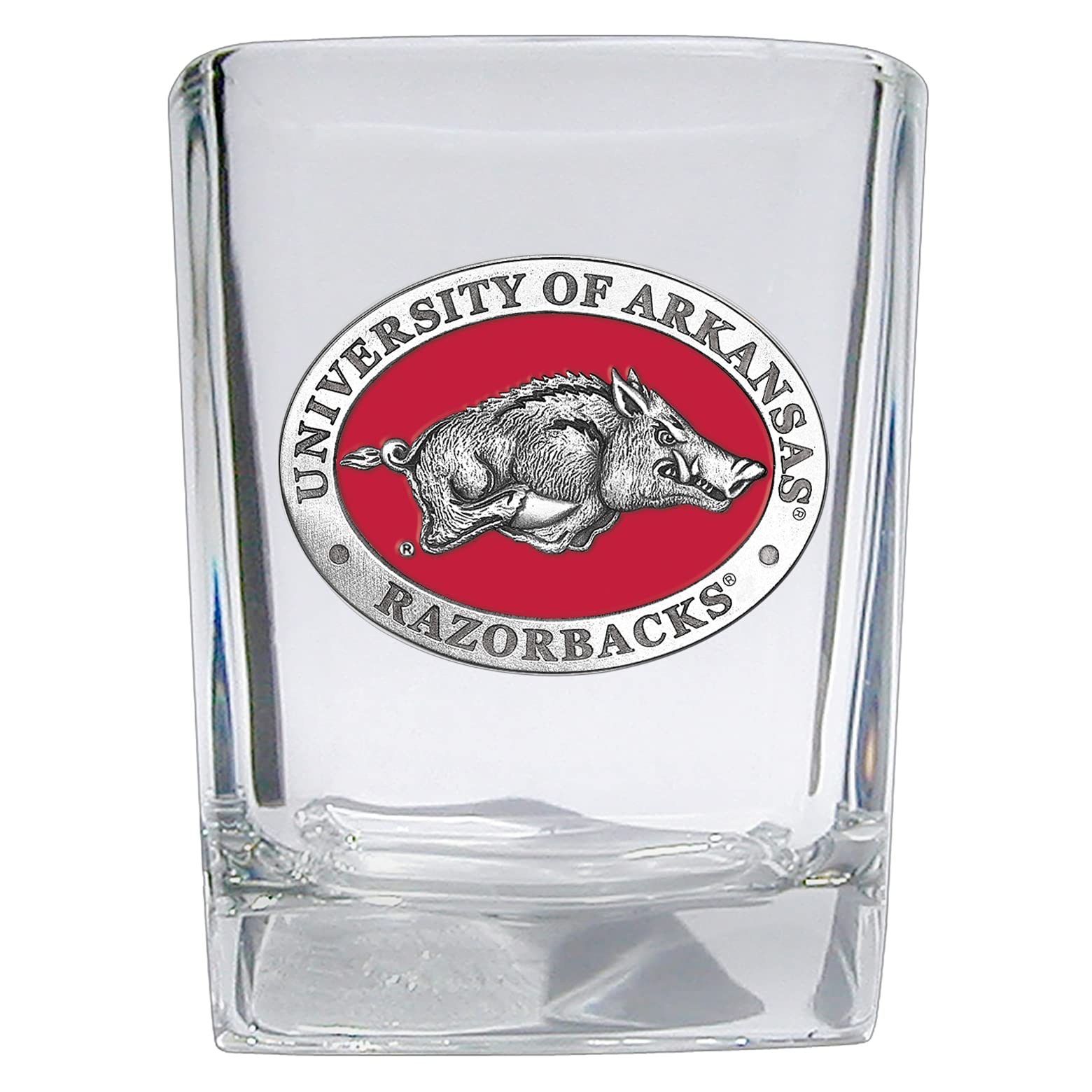 Heritage Pewter University Of Arkansas Square Shot Glass | Hand-Sculpted 1.5 Ounce Shot Glass | Intricately Crafted Metal Pewter