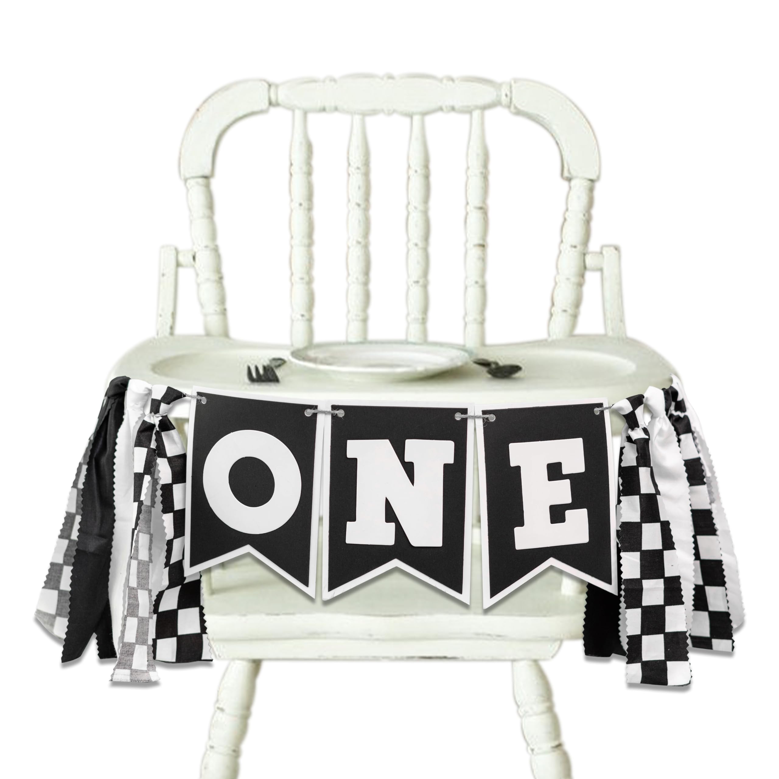 Race Car Birthday Highchair Banner - Black White Race Car Birthday Decorations,1St Birthday Race Car Banner,First Birthday Photo