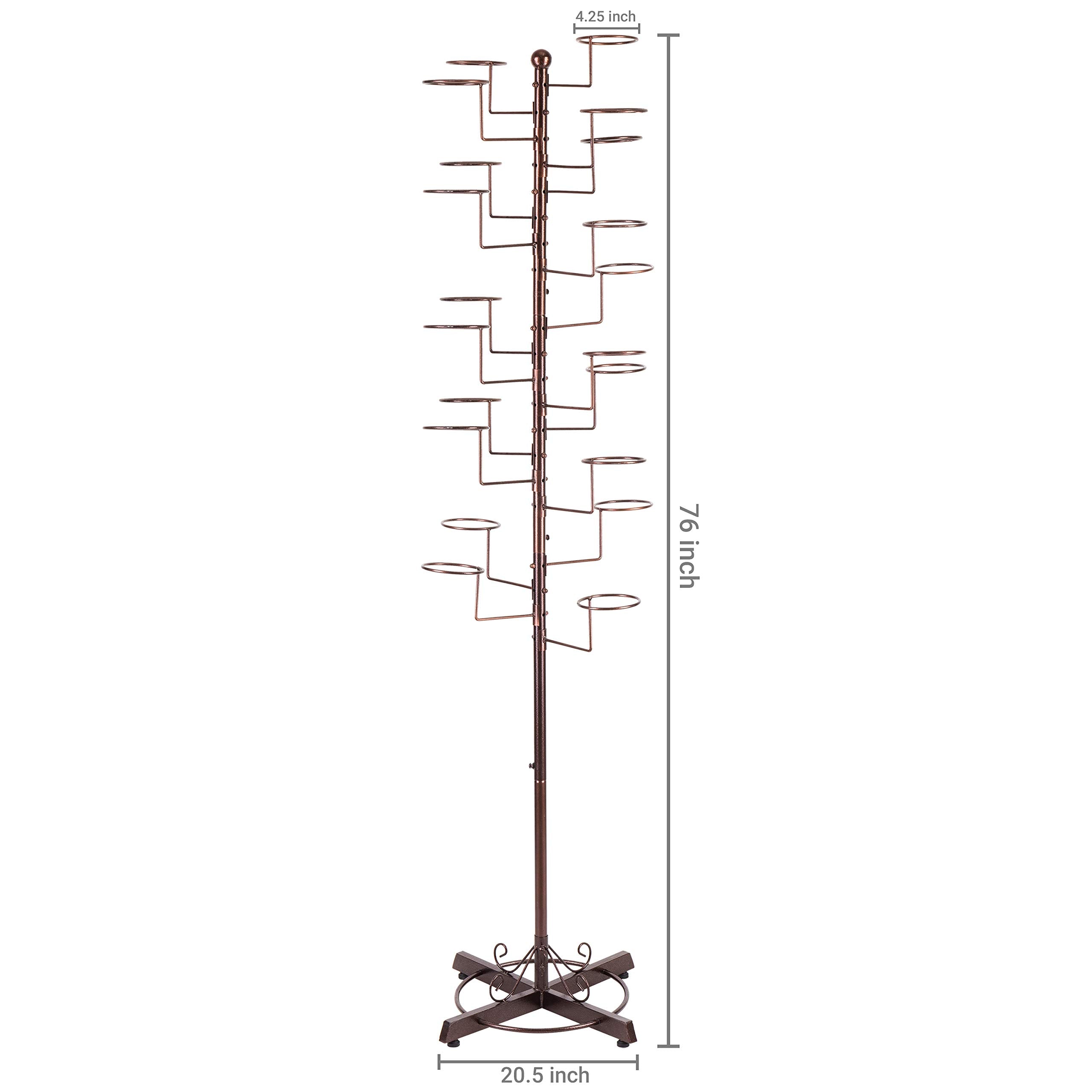 Mygift Modern Large Commercial Freestanding Hat Rack For Baseball Caps, Dark Brown Metal Retail Wig Stand Hat Tree For Store Dis