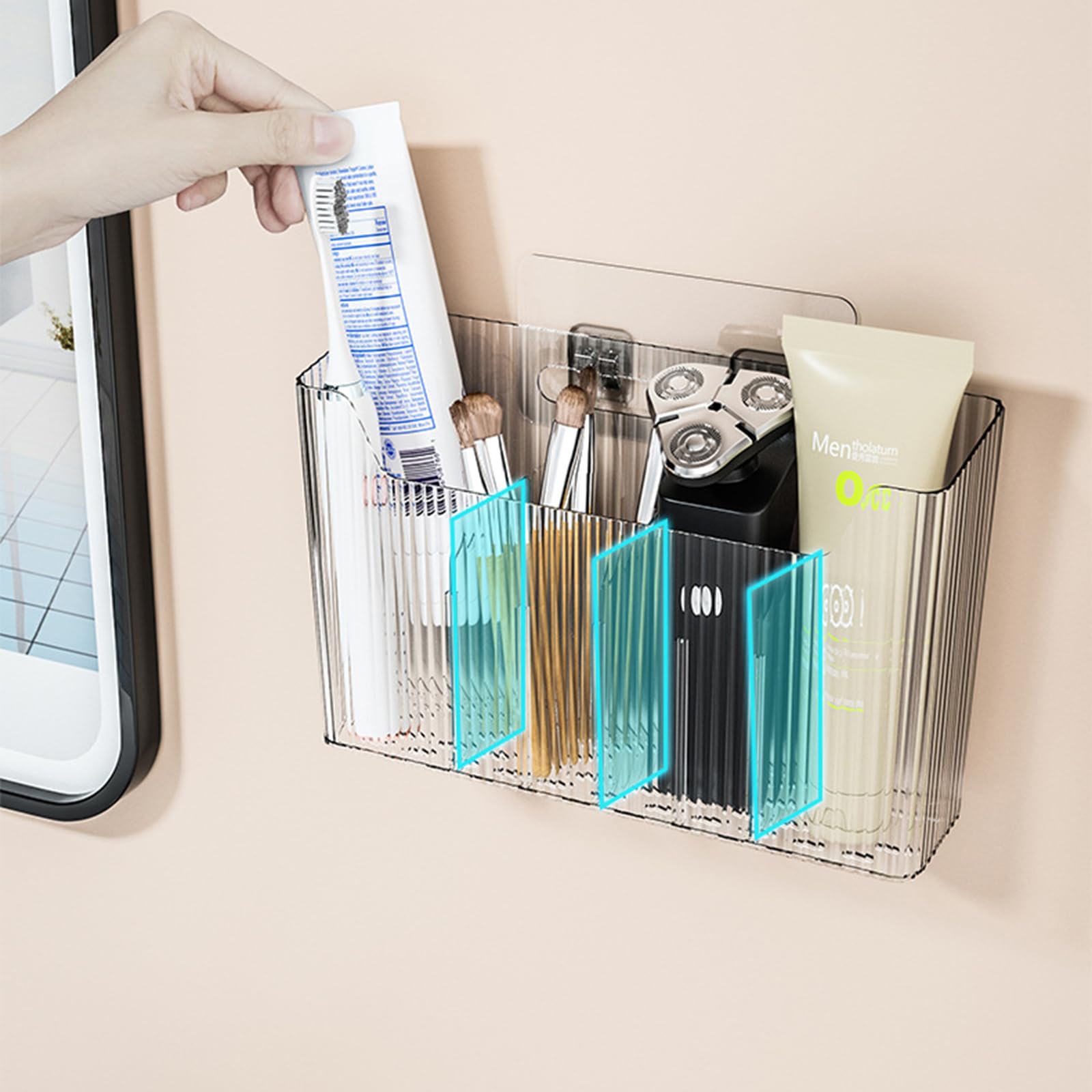 Lae Nuvole 2 Pack Adhesive Mount Cabinet Door Organizer, Wall Mounted Bathroom Organizers And Storage Bins Plastic Stackable Sho