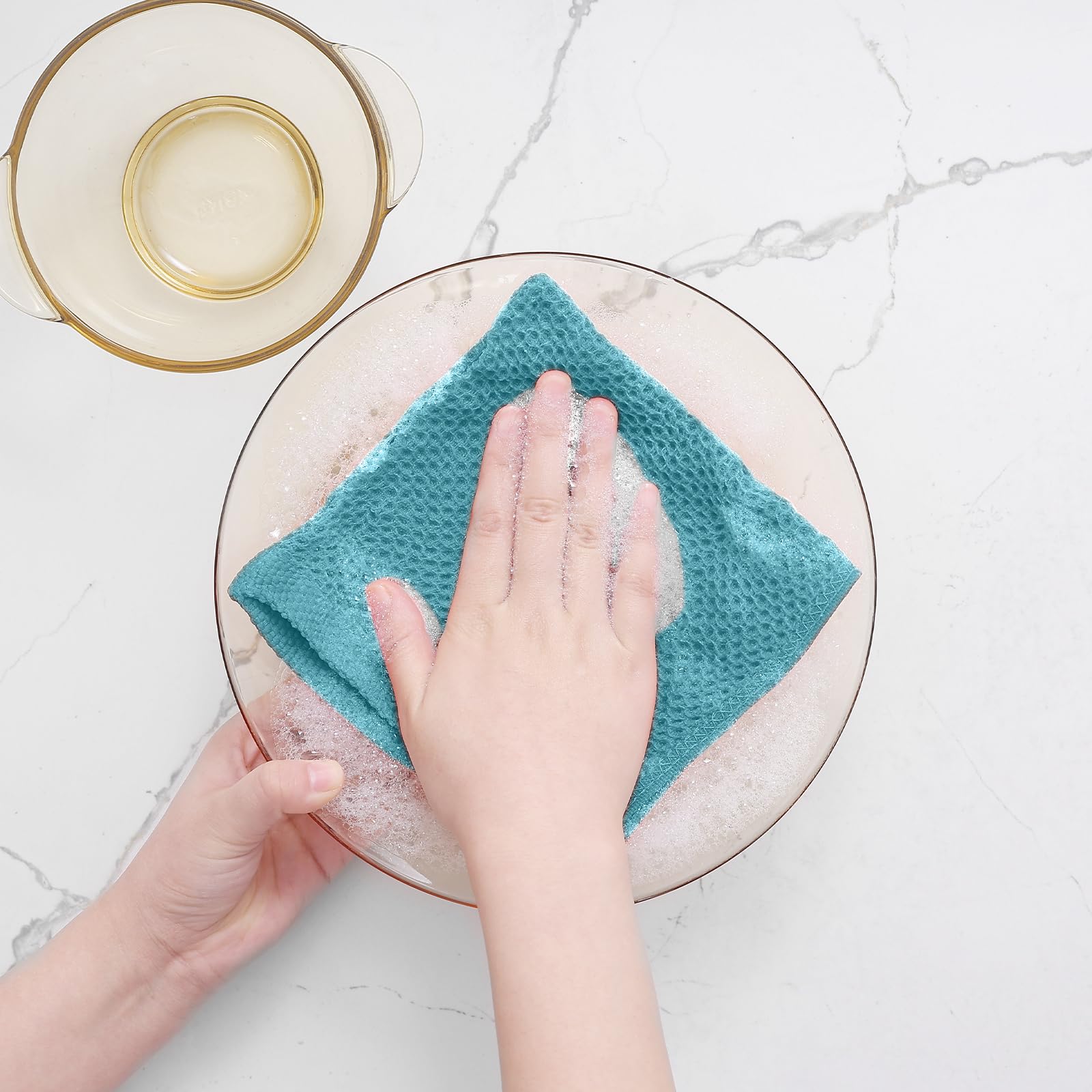 Homaxy 100% Cotton Waffle Weave Kitchen Dish Cloths, Ultra Soft Absorbent Quick Drying Dish Towels, 12 x 12 Inches, 8-Pack, Lake
