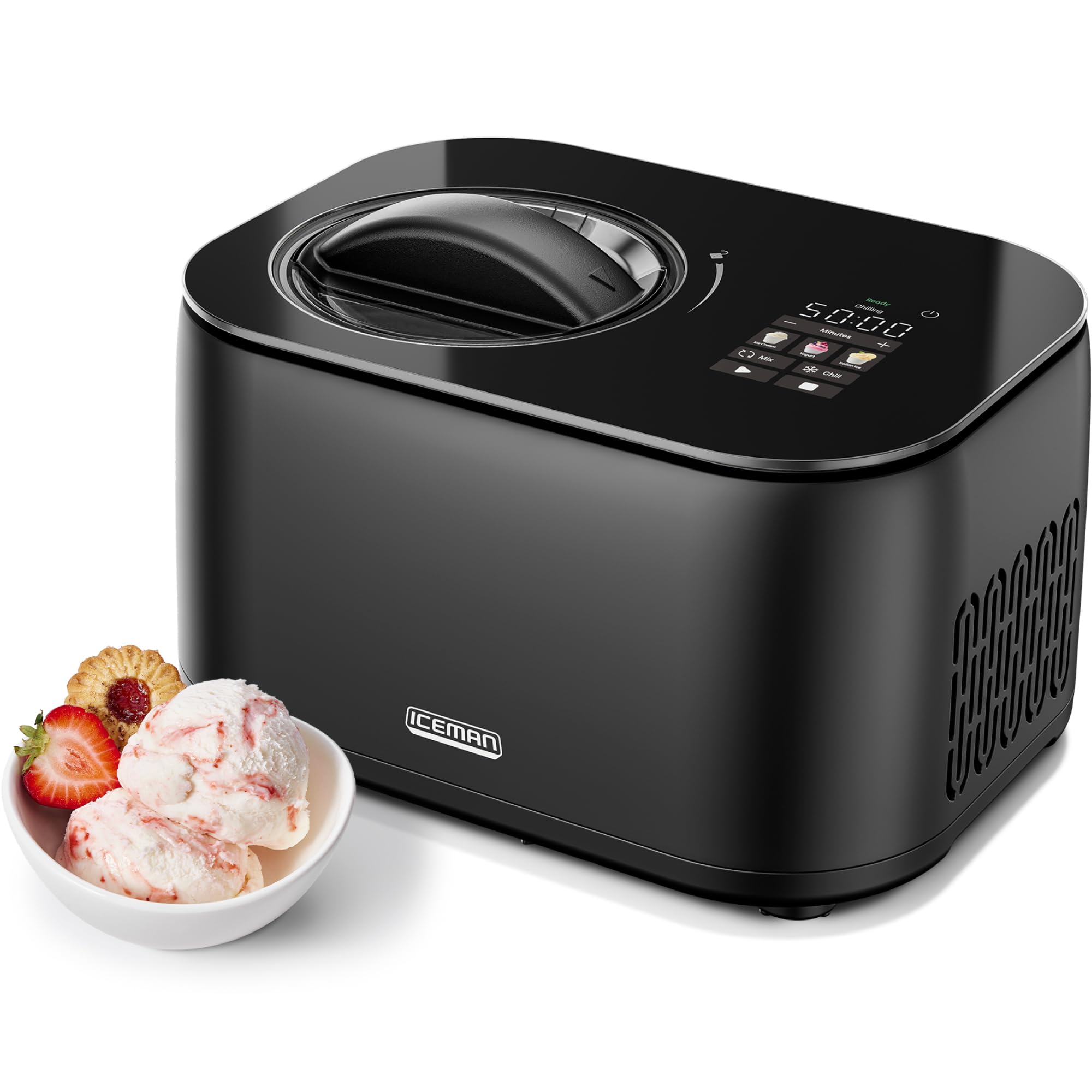 Iceman by Chefman Ice Cream Maker, No Pre-Freezing with Built-In Compressor, Makes Ice Cream, Froyo, Sorbet, Sherbet, Italian Ic