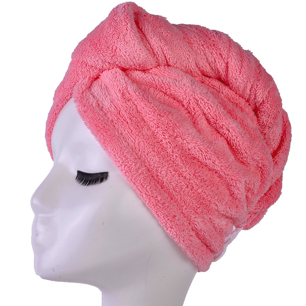 YYXR Microfiber Hair Drying Towel Ultra Absorbent Twist Hair Turban Drying Cap Hair Wrap (Rose)