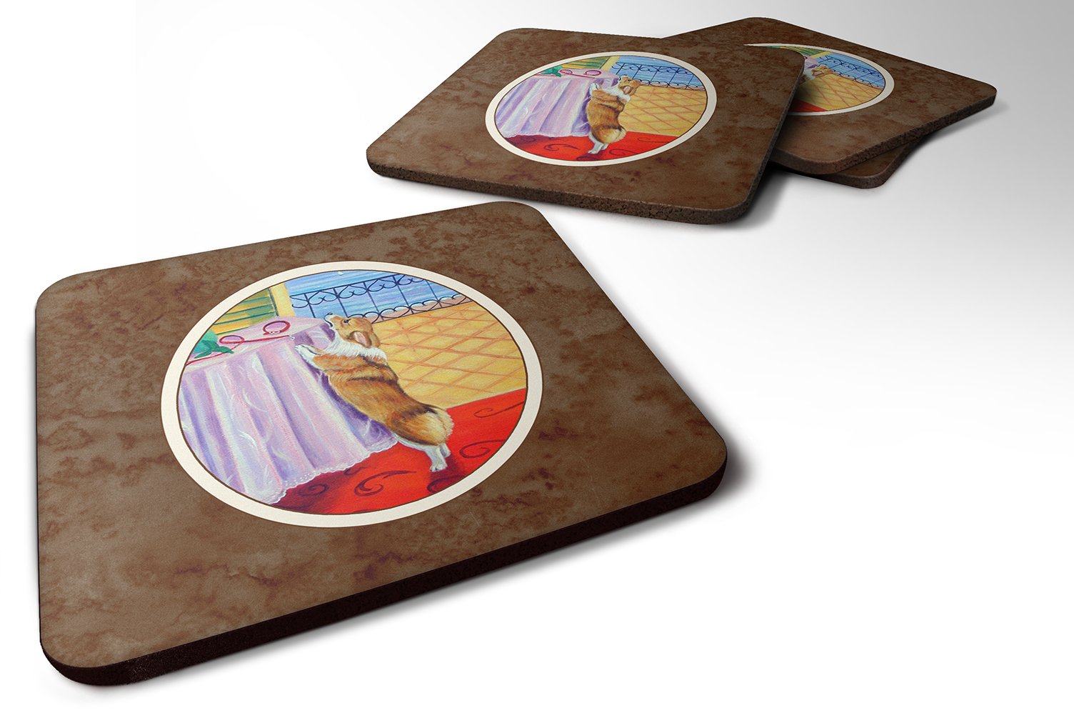 Carolines Treasures Corgi Foam Coasters (Set of 4), 3.5, Multicolor