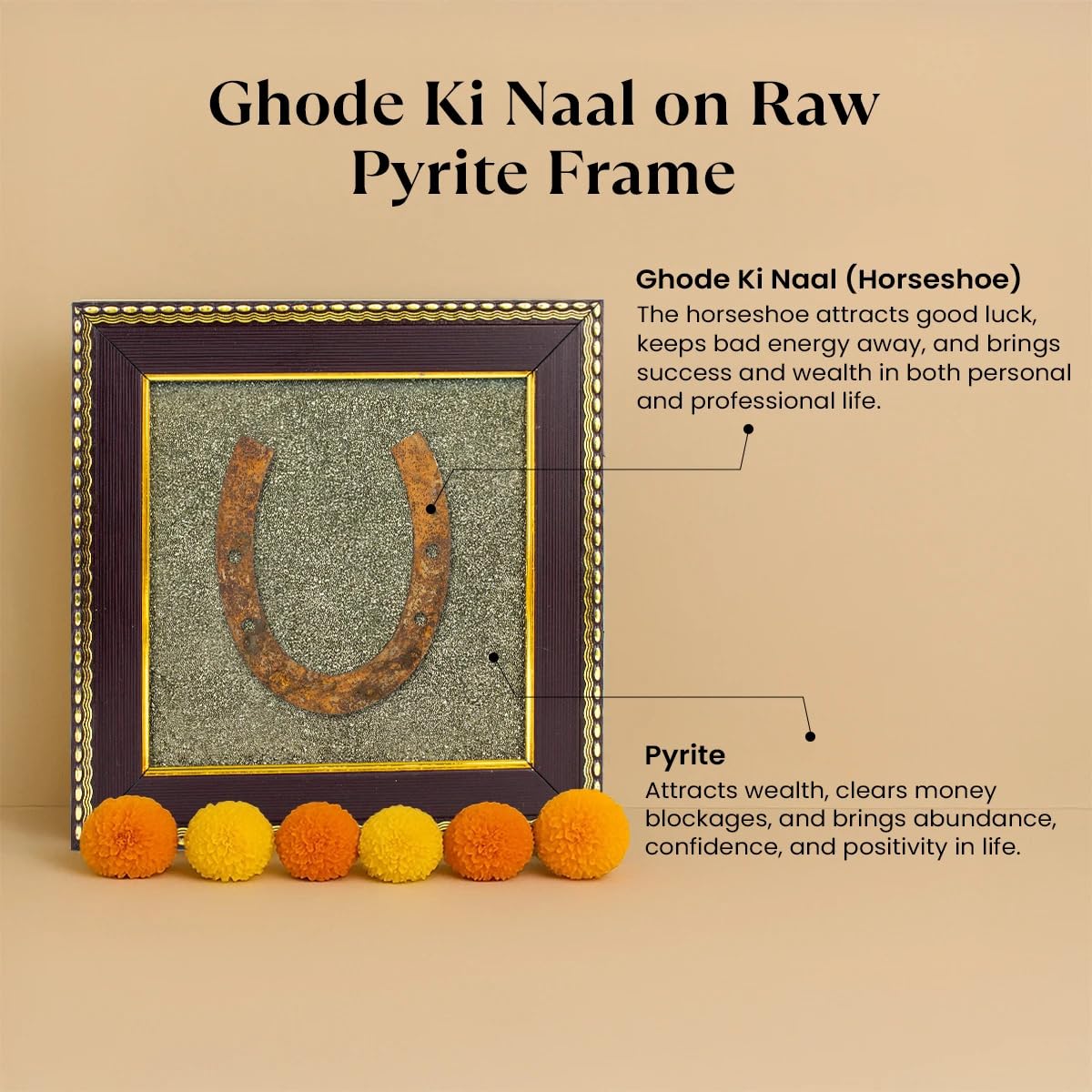 Astrotalk Ghode Ki Naal on Raw Pyrite Frame | Vastu Decorative Item for Home & Office | Attracts Wealth, Luck & Prosperity | Home Decor & Wall Decor Items for Living Room | Gift for Man & Woman