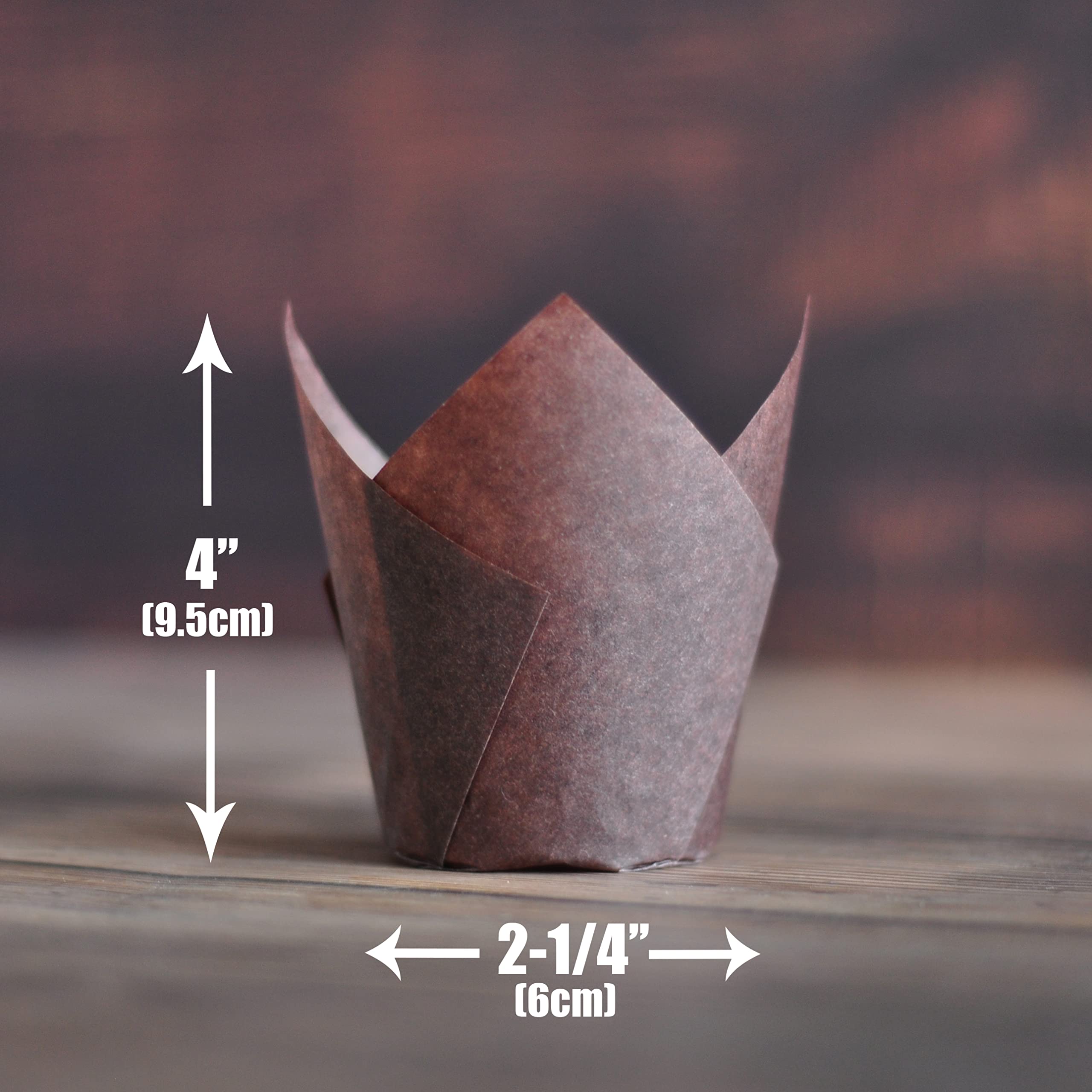 Mybakning Large Size White+Brown Tulip Baking Cups 2-1/4''(Base Diameter) X 4''(Wall Height) Greaseproof Paper Baking Cupcake Mu