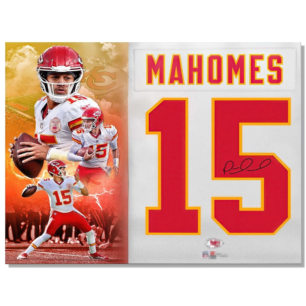 Whzkcyh 2025 Rugby Star Patrick Mahomes Poster For Kids Bedroom Wall Decor-Football Superstar Signed Posters Canvas Art Print Pi