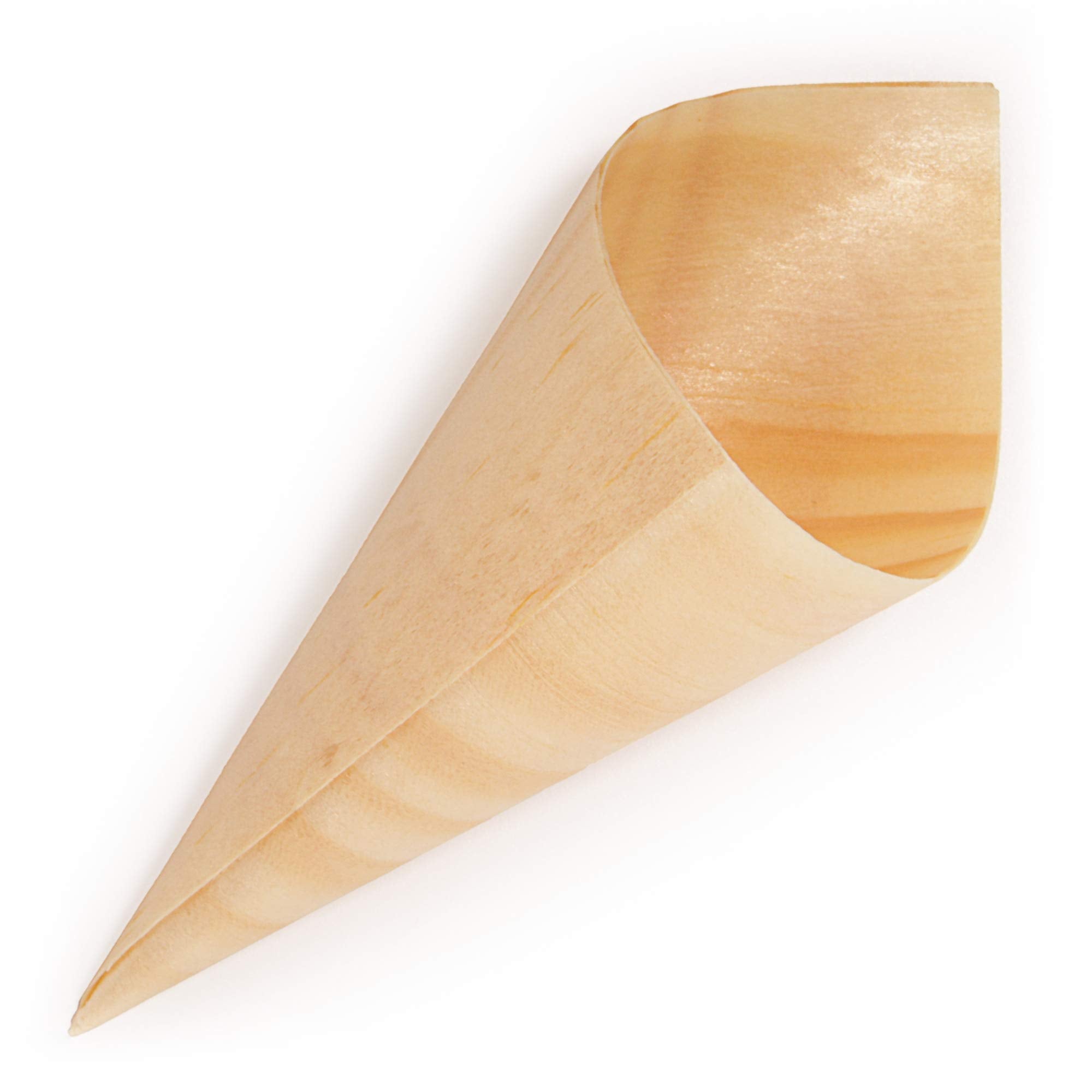 Bamboomn - Disposable Food And Appetizer Wood Cones - 3.1'' X 1.5'' - 100 Pieces