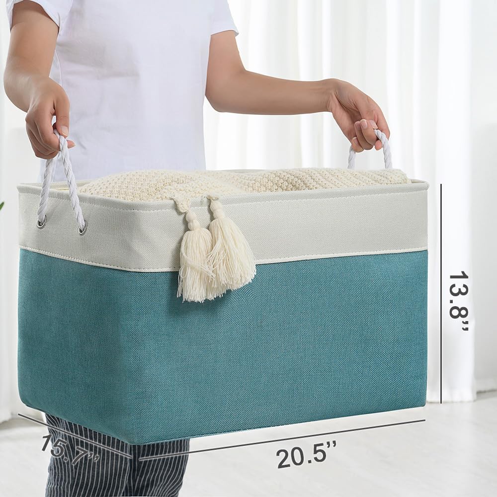 Thewarmhome Storage Bin For Shelves - Extra Jumbo 3 Pack 20.5L  15.7W  13.8H Storage Basket For Organizing, Fabrin Storage Cubes