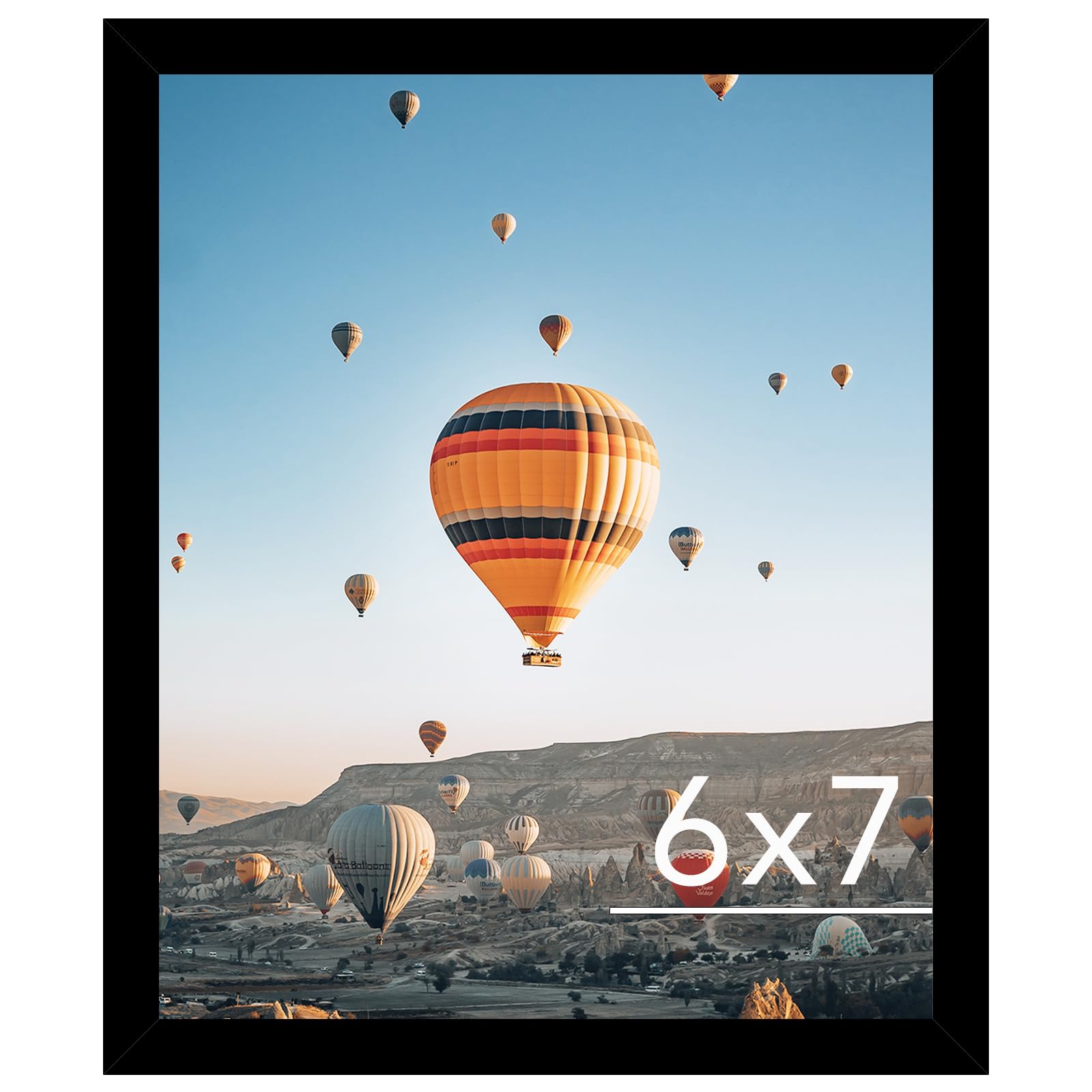 JCJMY 6x7 Picture Frame Black for Wall Hanging or Tabletop, Wall Mounting Horizontally or Vertically, 6 x 7 Wall Gallery Poster 