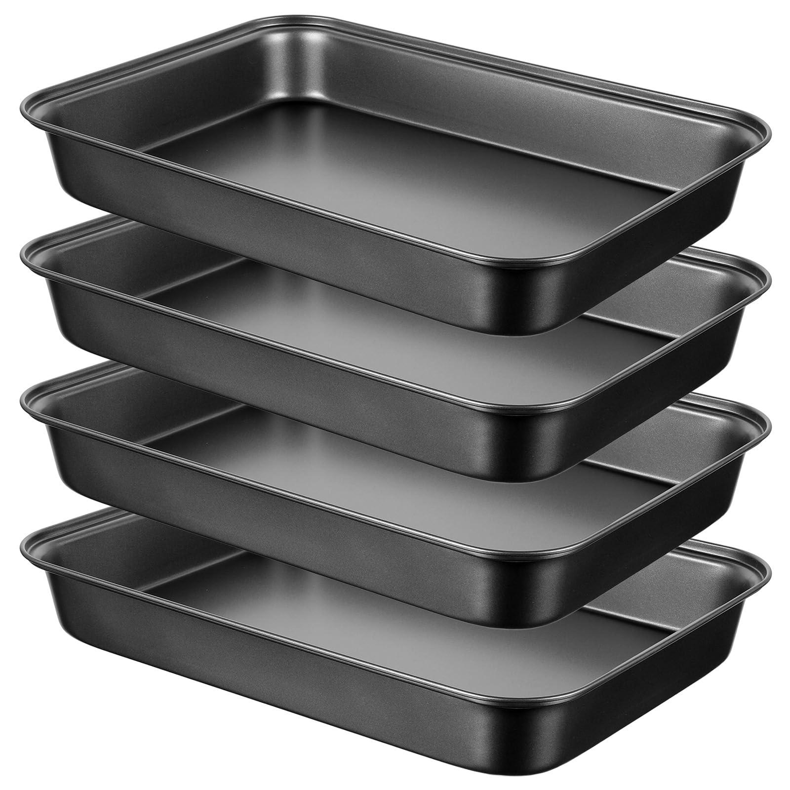 Afcabakila 4 Pack Rectangle Baking Pan Carbon Steel Cake Pan NonStick Cake Pans for Oven 13.4 x 9.4 Inch Deep Cookie Sheet Tray