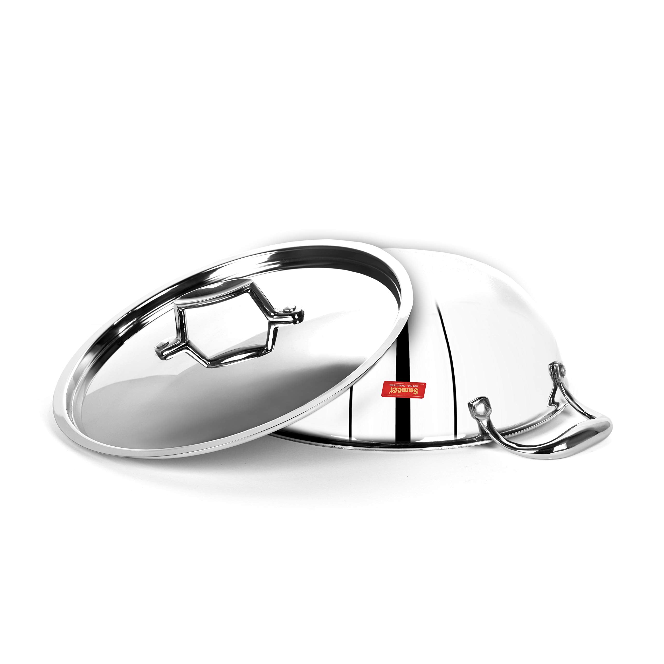 Sumeet Cook Smart Triply Sas (Steel-Aluminium-Steel - 3 Layers) Kadhai With Lid - 4 Ltr - 28Cm