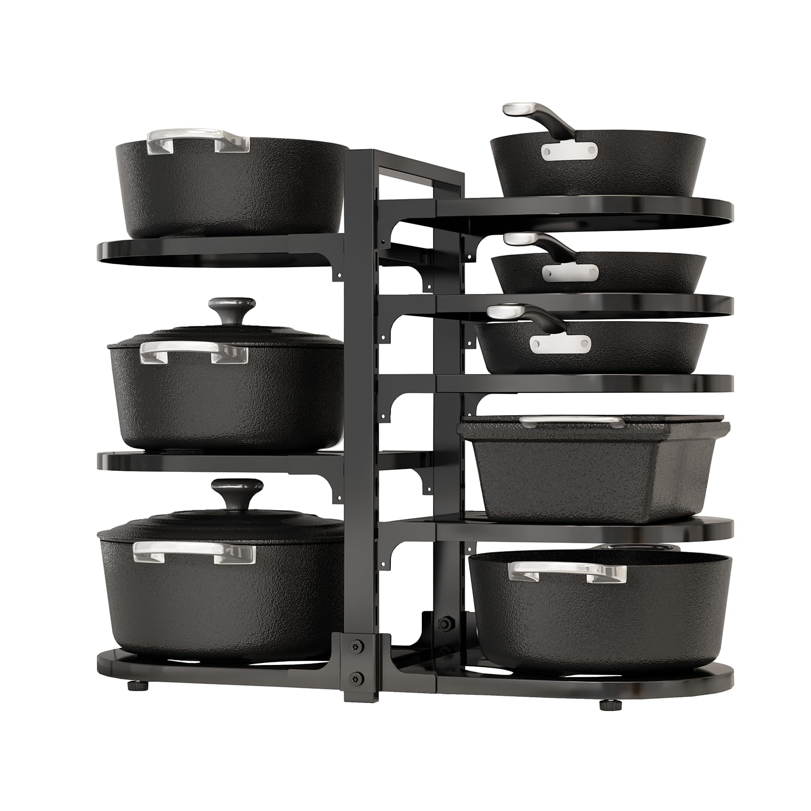 Fovkdcvw Adjustable Heavy Duty Pots and Pans Organizer Under Cabinet, 8Tier Pot and Pan Organizers Inside Cabinet, Kitchen Cabi