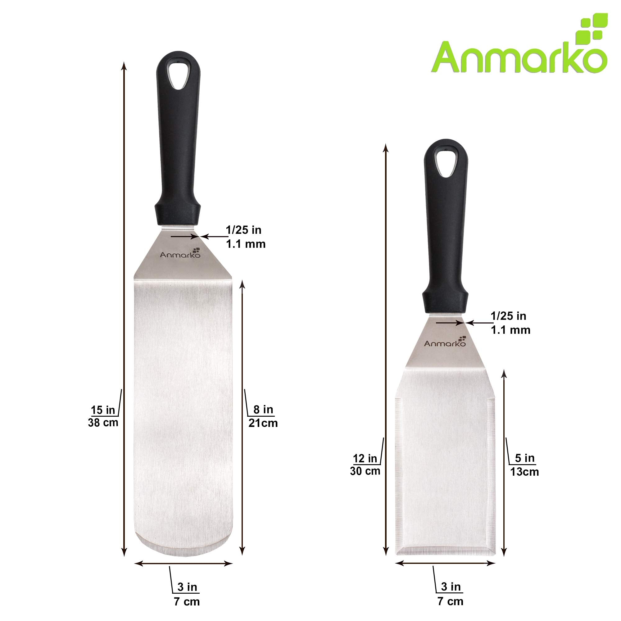 Metal Spatula Stainless Steel and Scraper - Professional chef griddle Spatulas Set of 3 - Heavy Duty Accessories great for cast Iron BBQ Flat Top grill Skillet Pan - commercial grade