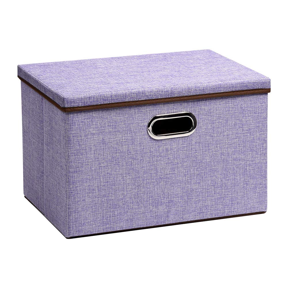 Uujoly Large Foldable Storage Bins With Lids, Cube Collapsible Nursery Storage Box For Bedroom, Wardrobe, Shelf, Office (Purple)