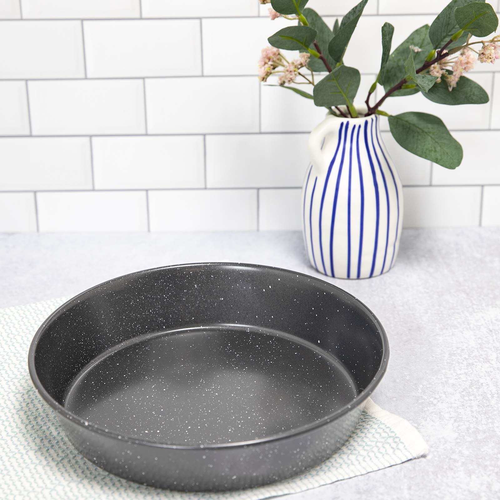 Cook With Color Bakeware Non Stick Cake Pan, Speckled 9    Round Baking Pan, Cake Baking Pan (Grey)