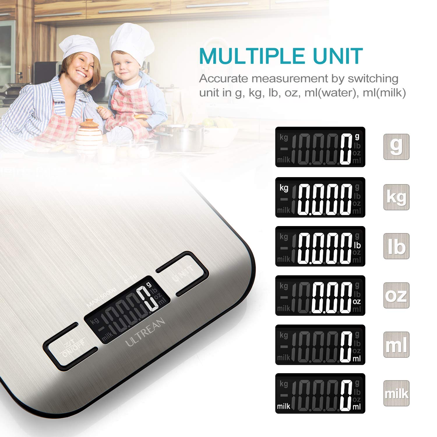 Ultrean Food Scale, Digital Kitchen Scale Weight Grams And Ounces For Baking Cooking And Meal Prep, 6 Units With Tare Function,