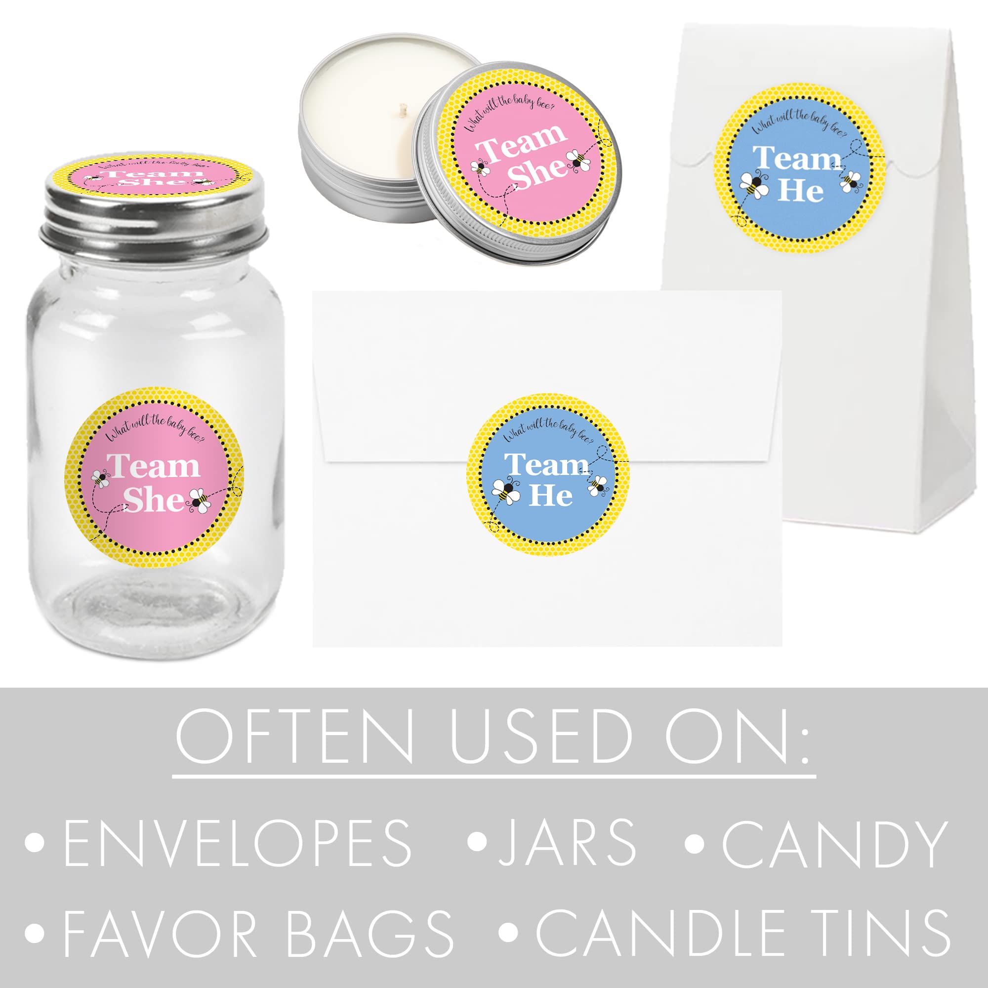 What Will Baby Bee Gender Reveal Team Boy Or Girl Stickers - 40 Labels