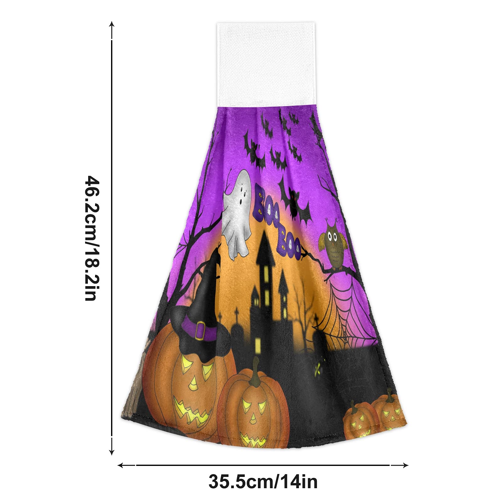 Boccsty Halloween Pumpkin Spooky Hanging Kitchen Towels 2 Pieces Ghost Dish Cloth Tie Towels Hand Towel Tea Bar Towels For Bathr