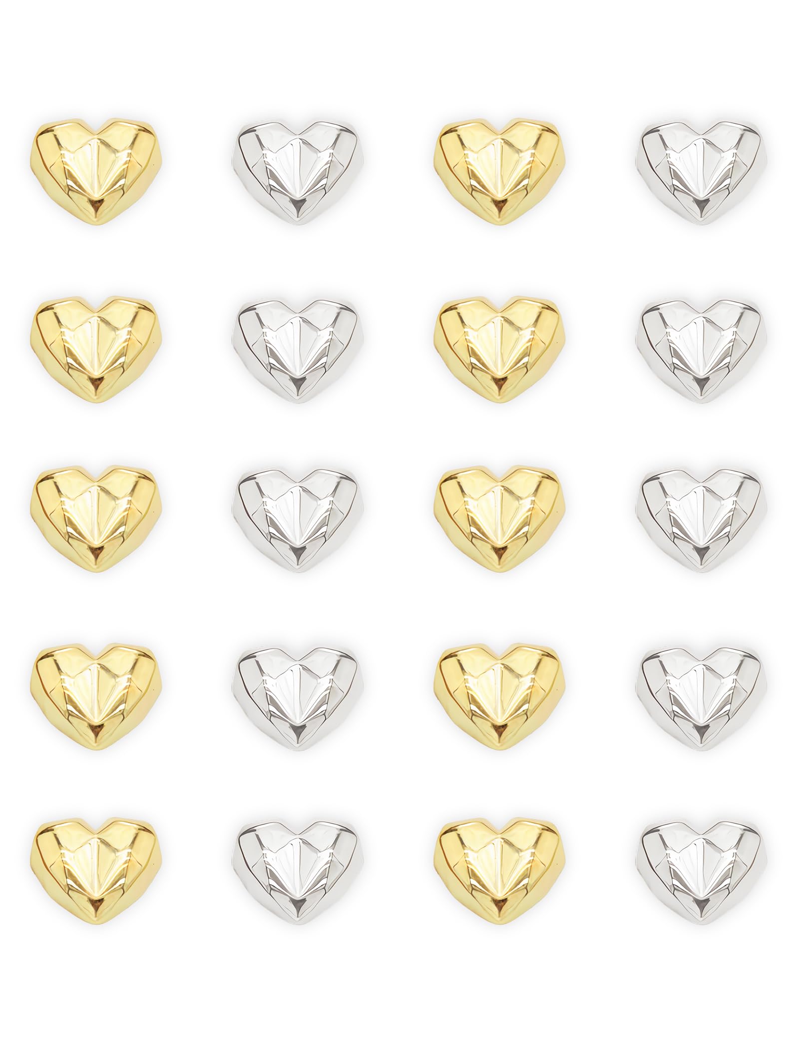 Dizgyuwei 20PCS Gold Fridge Magnets Cute Diamond Love Heart Refrigerator Magnets, Silver Decorative Magnets for Whiteboard Cabin