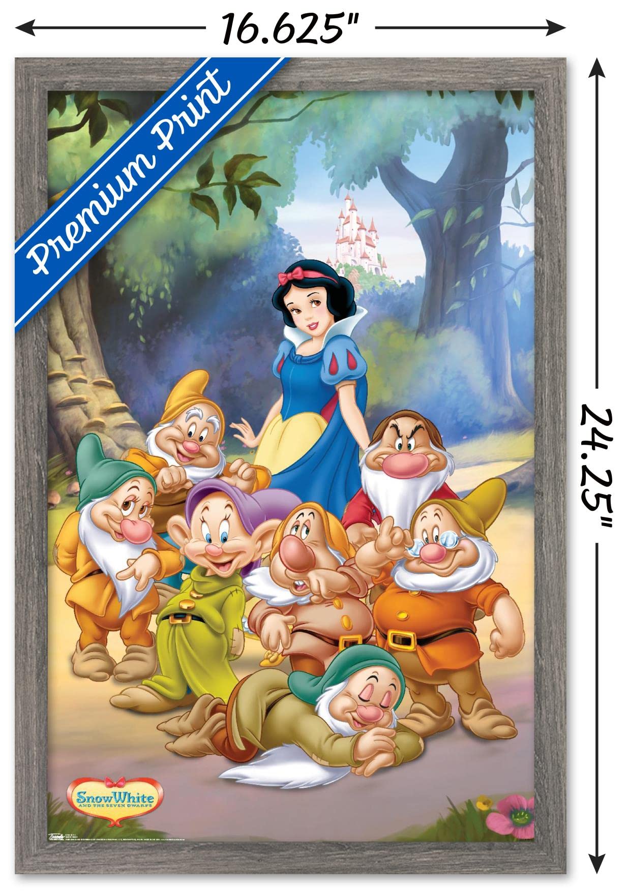 Trends International Disney Snow White And The Seven Dwarfs - Group Wall Poster, 14.725'' X 22.375'', Barnwood Framed Version