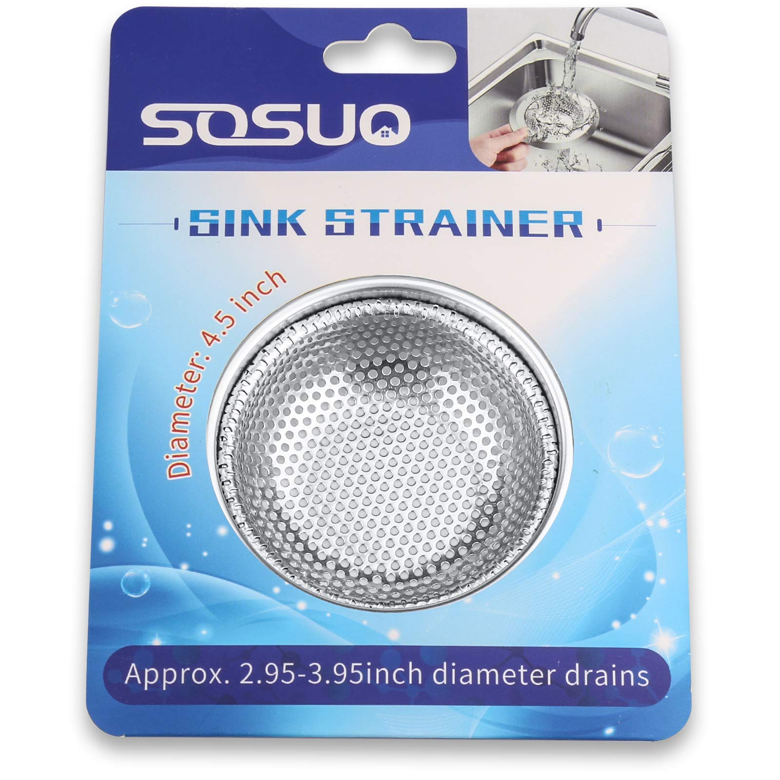 2 Pcs Kitchen Sink Strainer  Stainless Steel Drain Cover  Large Wide Rim 4.5'' Diameter  Anti Clogging Basket Catcher  Dishwasher Safe