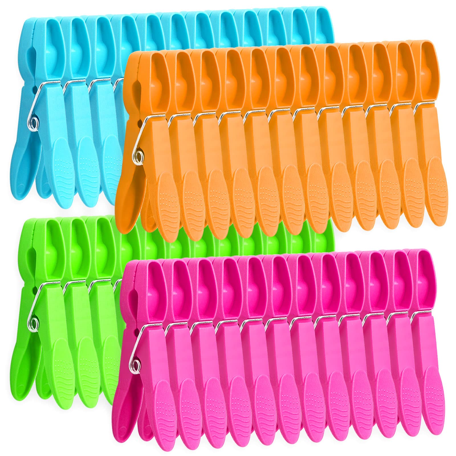 48 Pack Colorful Plastic Clothespins, Heavy Duty Laundry Clothes Pins Clips Pegs, Drying Line Pegs Small Colored Clothes Pins Fo