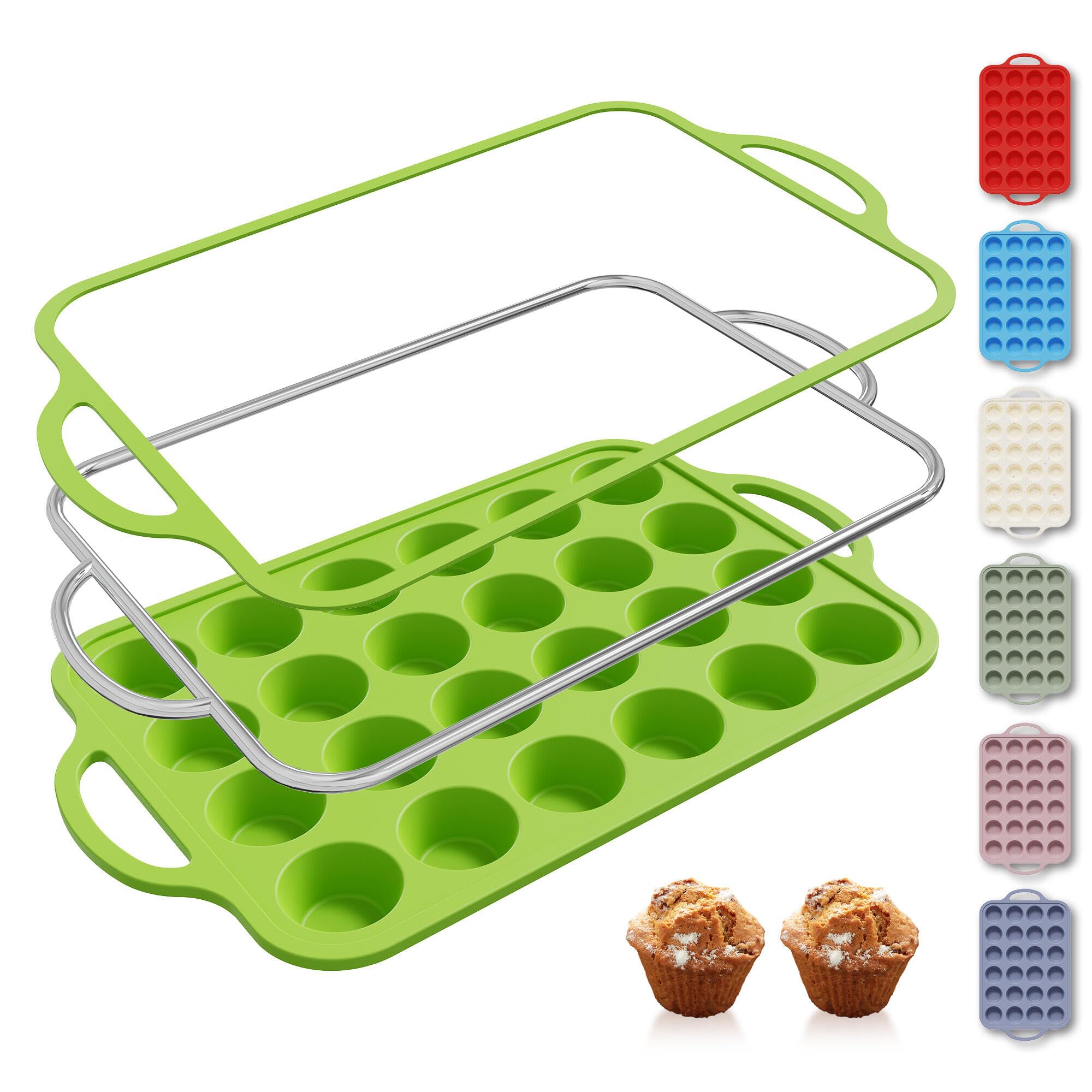 24 Cups Silicone Muffin Pan with Metal Reinforced Frame Cupcake Tray Egg Mold Great Grandma Christmas Xmas Birthday Mother Gifts