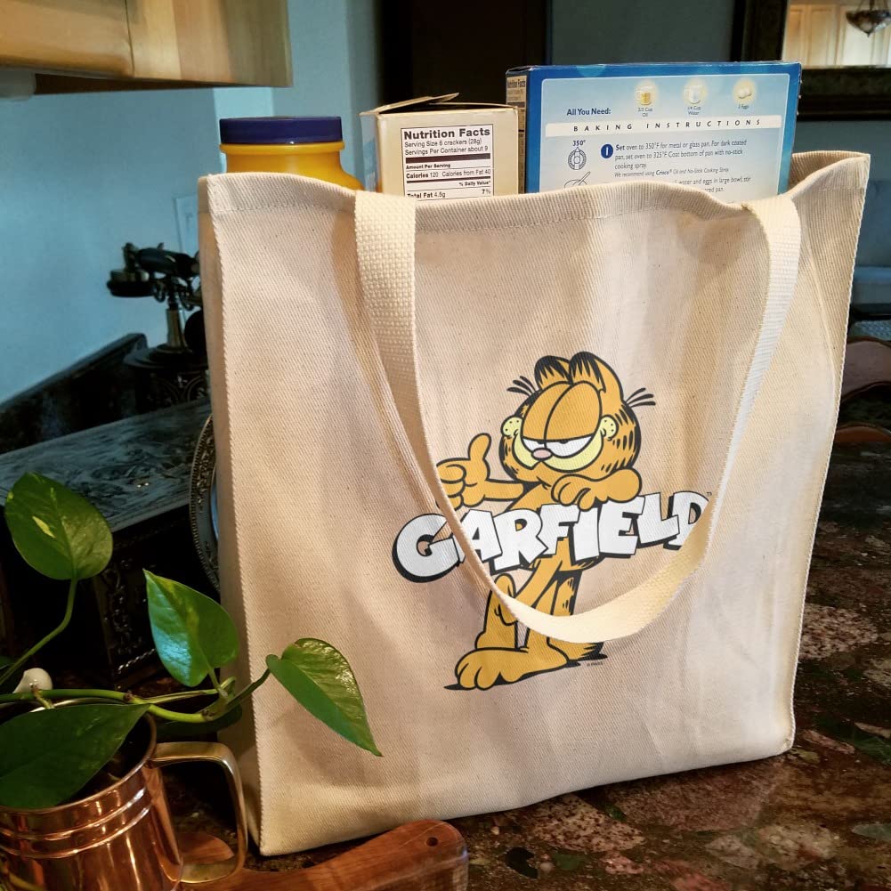 Graphics & More Garfield With Logo Grocery Travel Reusable Tote Bag