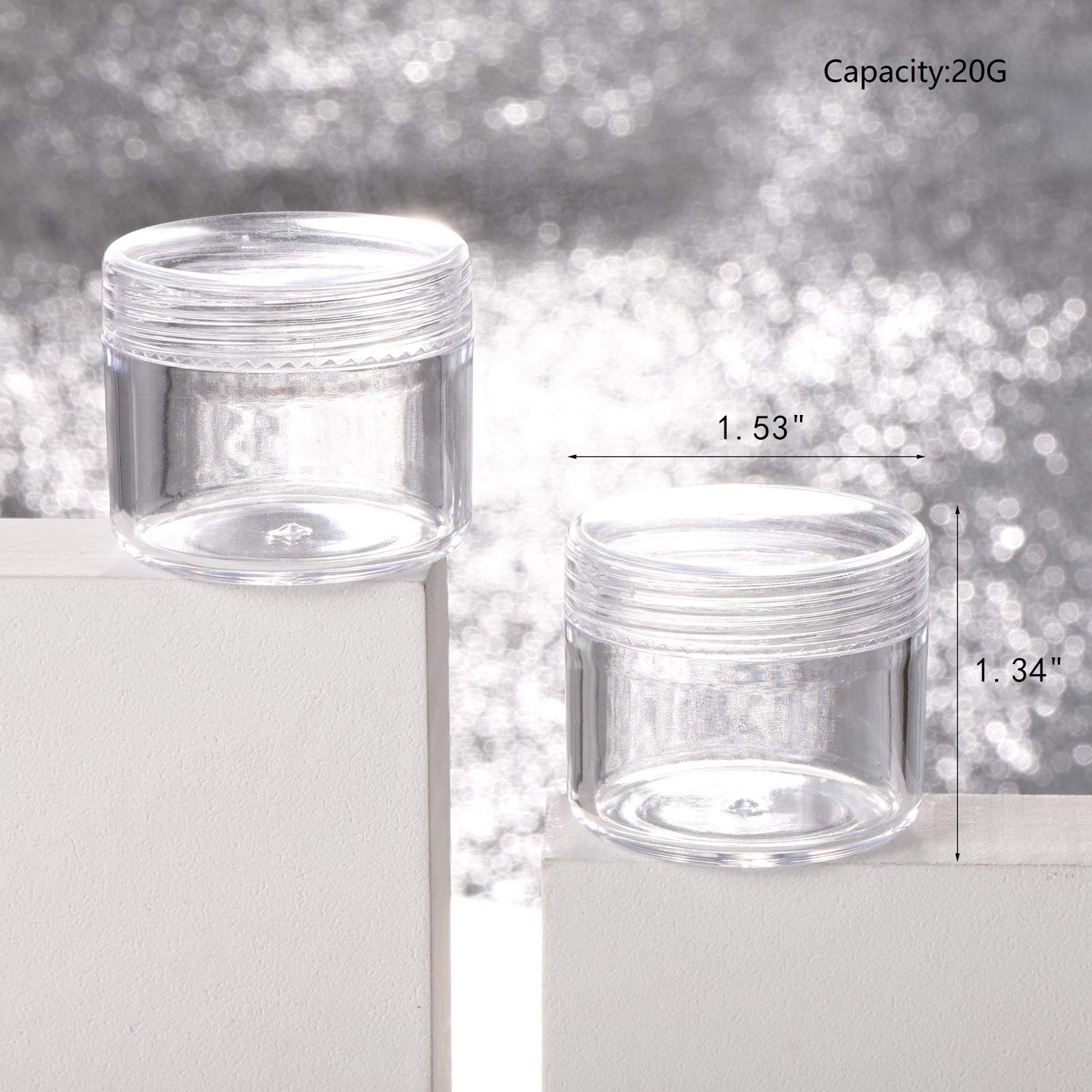 100 Pieces Clear Plastic Sample Containers 20G Empty Jars Cosmetic Containers With Lids Leak Proof Lip Balm Containers