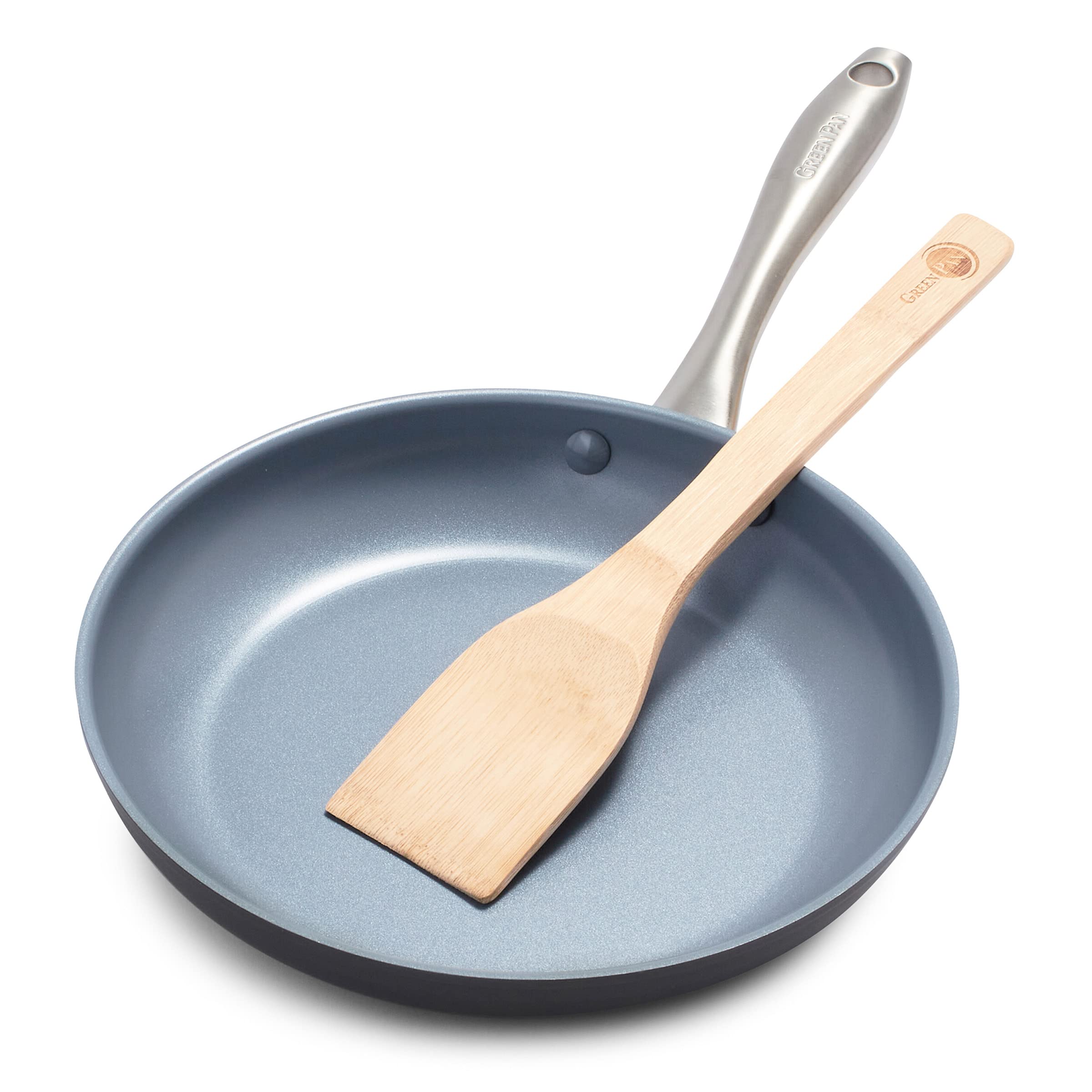 GreenPan Lima Ceramic Hard Anodized 10 Frying Pan Skillet Nonstick, Wood Spatula, PFAS/PFOA-Free Nontoxic Pots and Pans, Oven & 