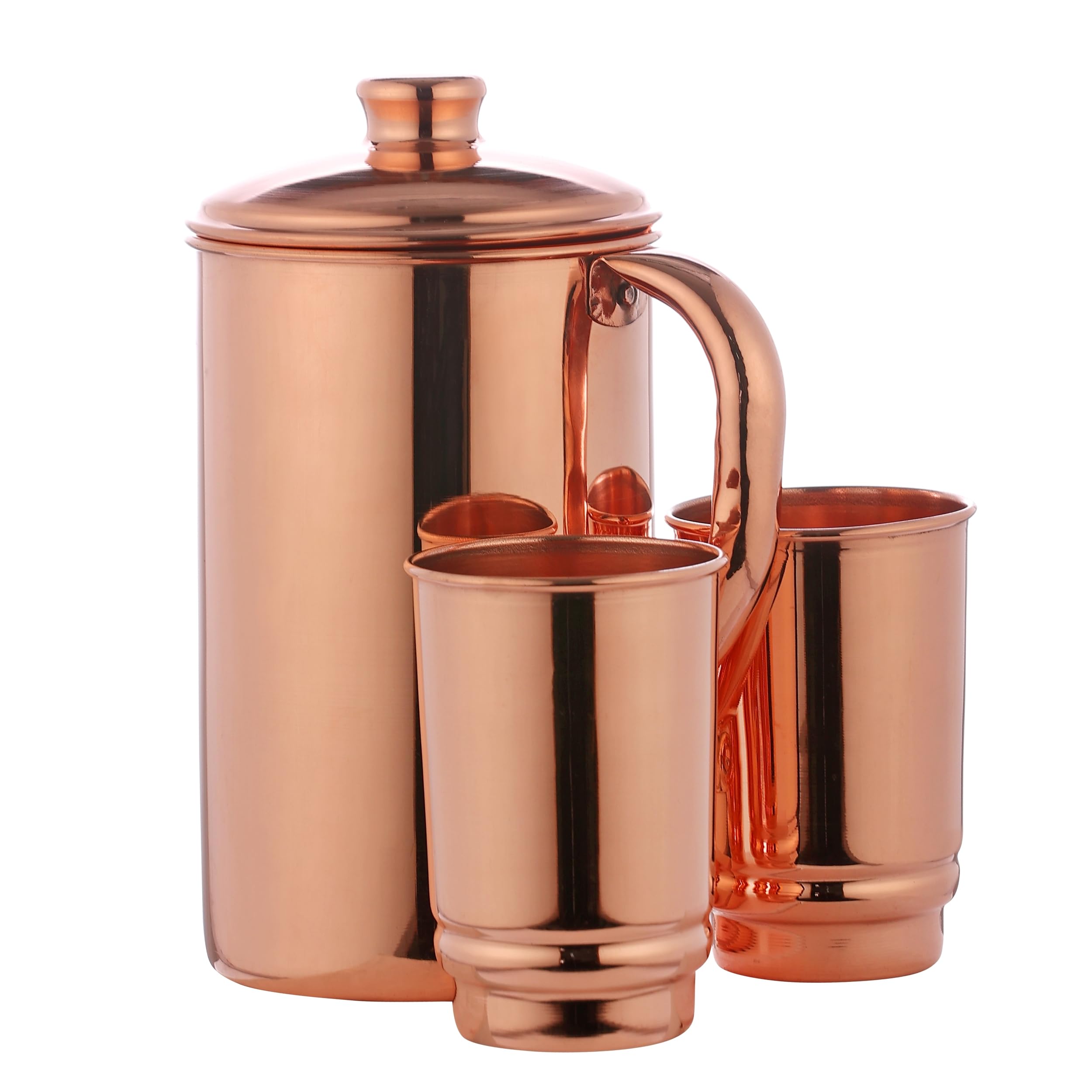 Healthgoodsin - Pure Copper Water Jug With 2 Copper Tumblers | Copper Pitcher And Tumbler For Ayurveda Health Benefits